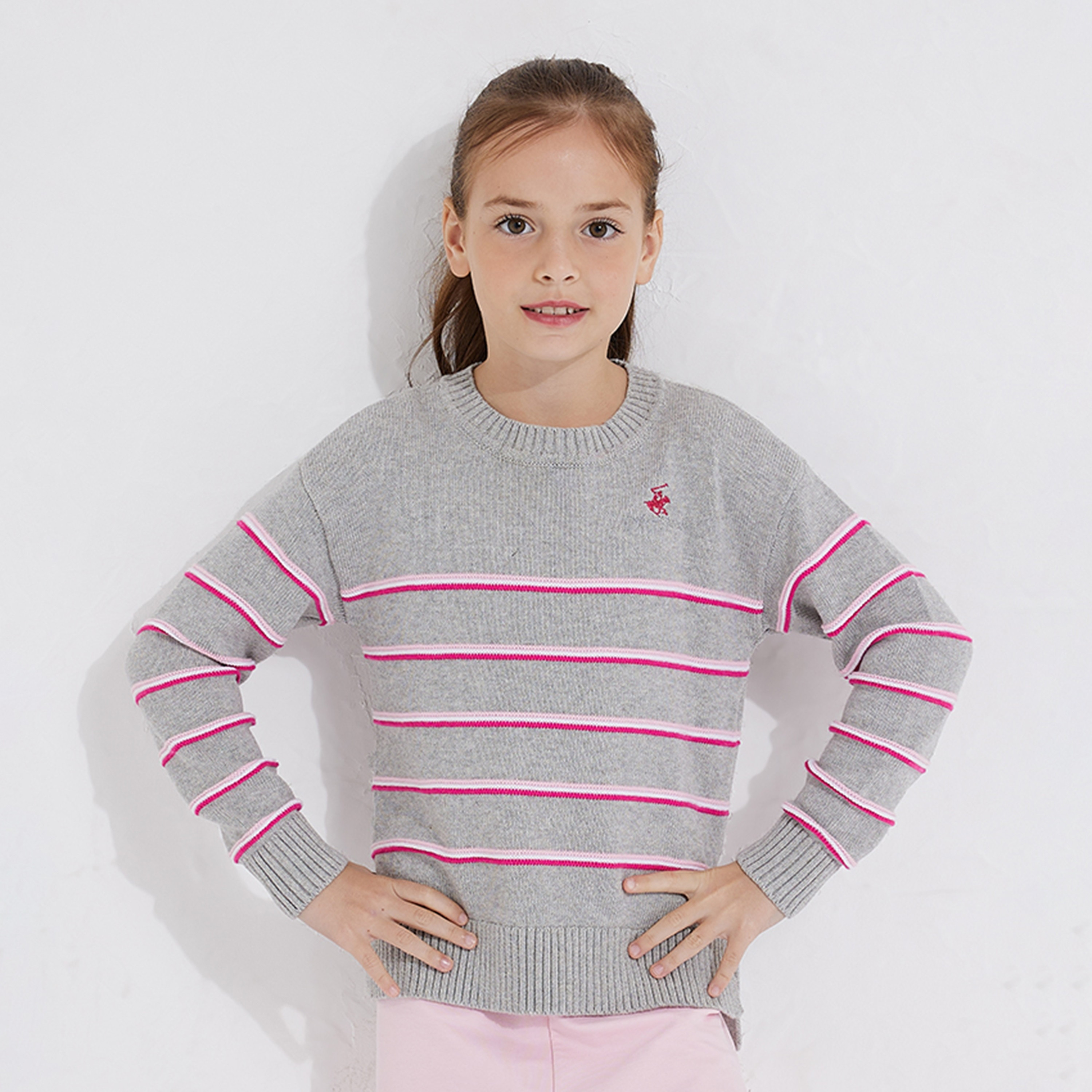 Beverly Hills Polo Club Logo Detailed Striped Sweater-girls-clothing-jumpersandcardigans-image-1