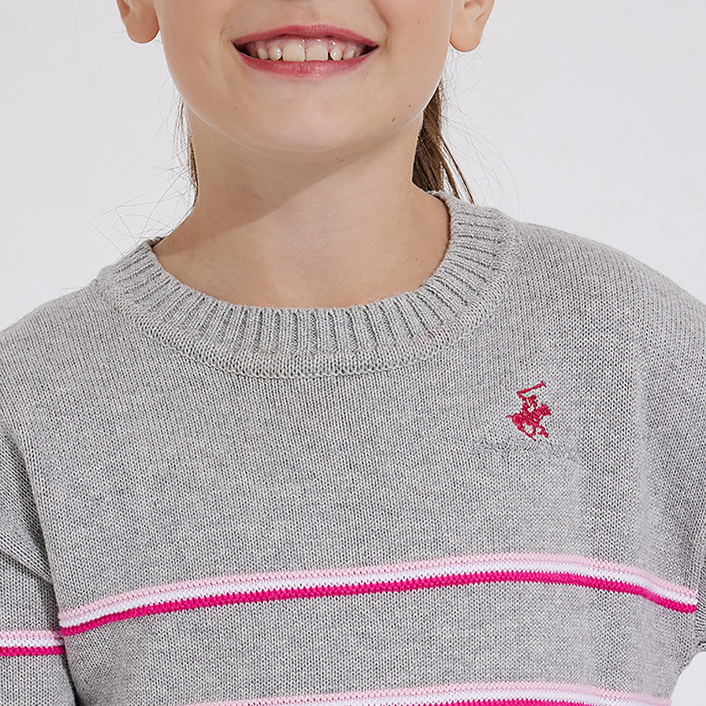 Beverly Hills Polo Club Logo Detailed Striped Sweater-girls-clothing-jumpersandcardigans-image-3