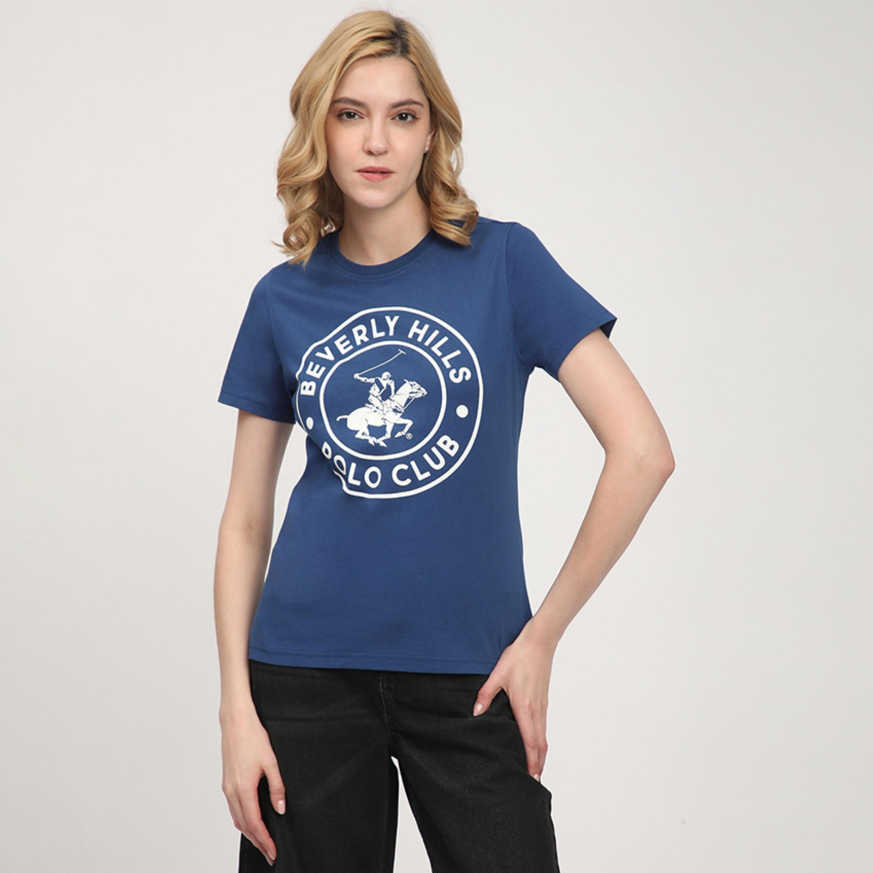 تي شيرت نسائي بأكمام قصيرة ورقبة دائرية وطبعة شعار من بيفرلي هيلز بولو كلوب-women-clothing-tshirts-image-1
