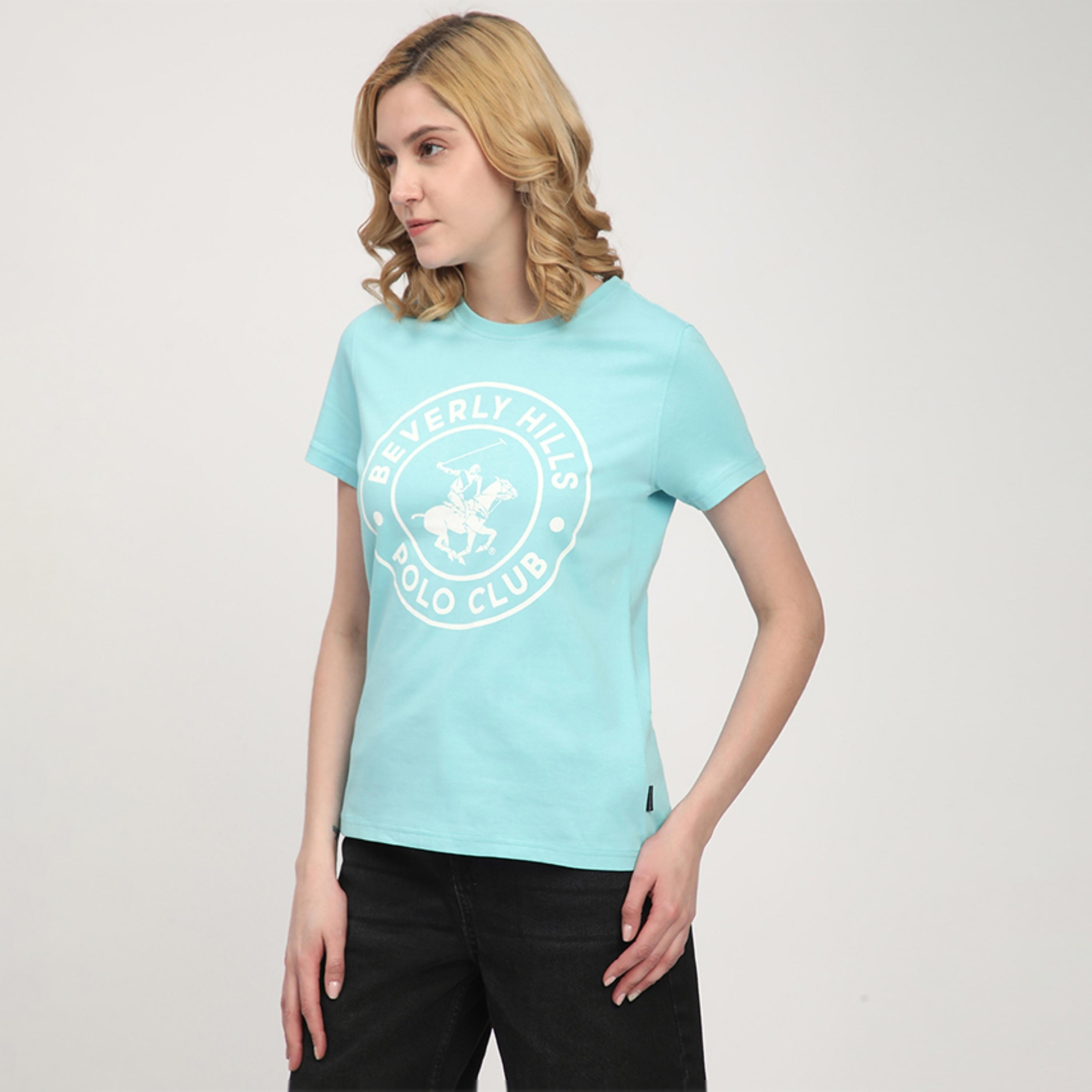 Beverly Hills Polo Club Logo Print Round Neck Short Sleeves Women's T-Shirt-women-clothing-tshirts-image-6