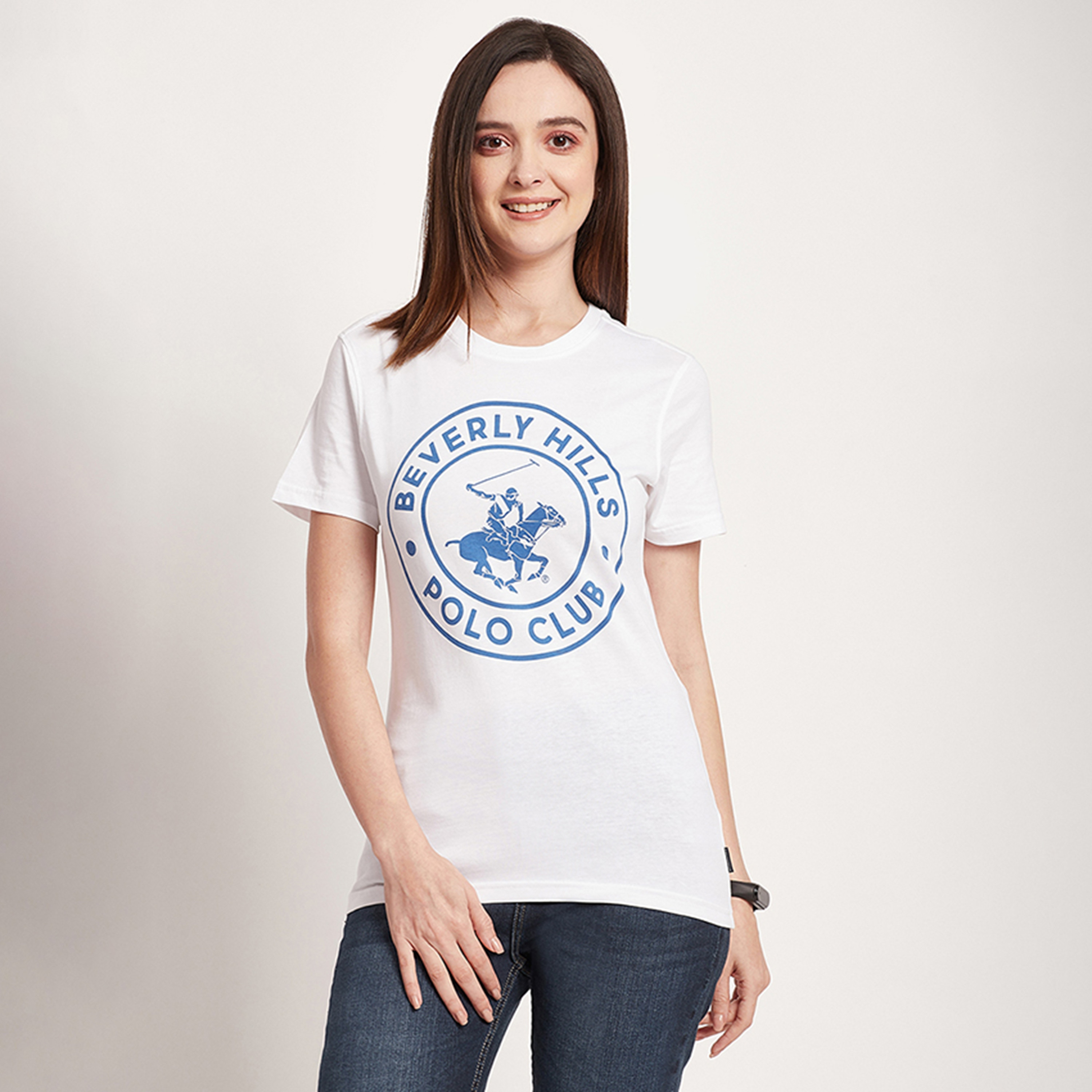 Beverly Hills Polo Club Logo Print Crew Neck Short Sleeves T-Shirt-women-clothing-tshirts-image-1