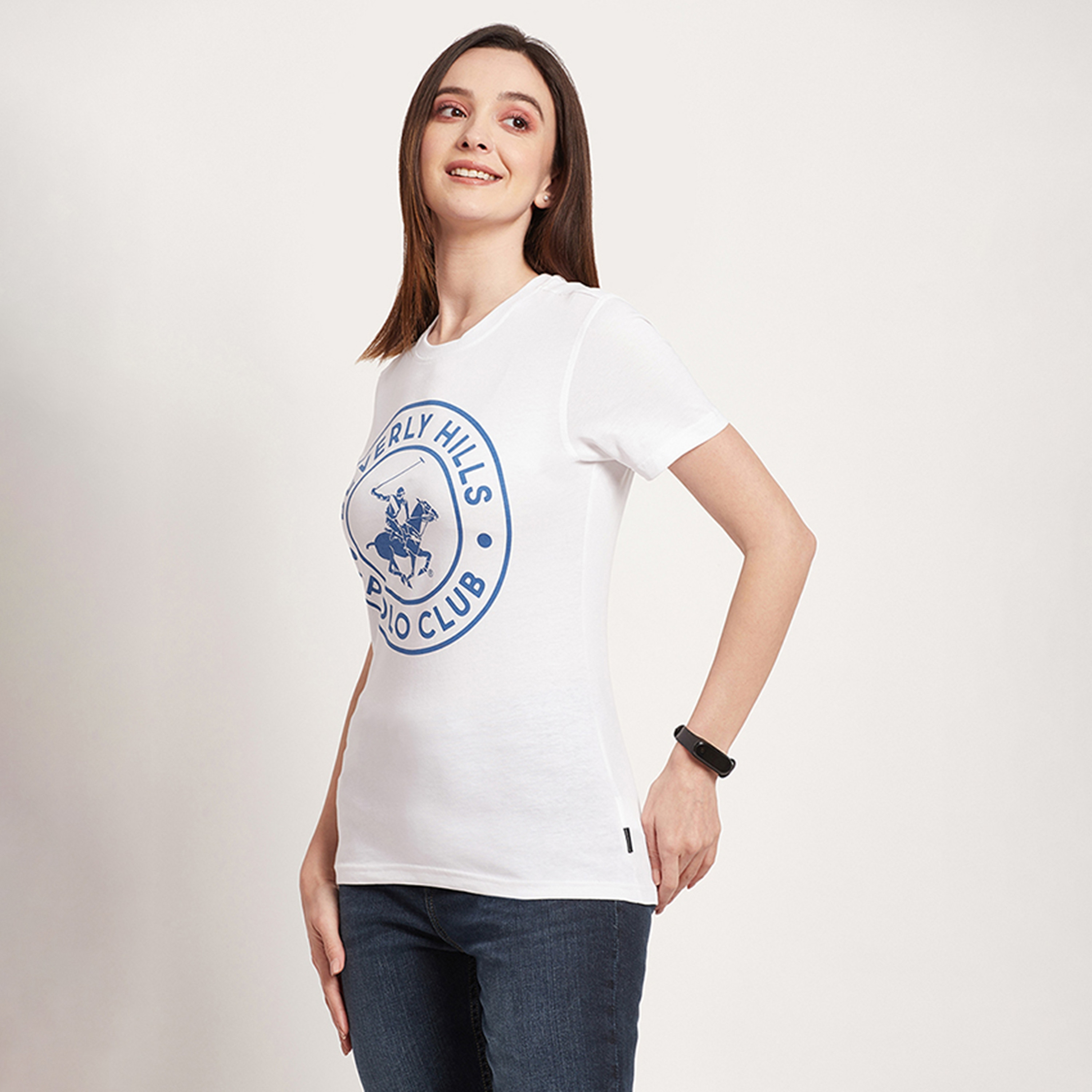 تي شيرت بيفرلي هيلز بولو كلوب بياقة مستديرة وأكمام قصيرة مع شعار بمطبوع-women-clothing-tshirts-image-2