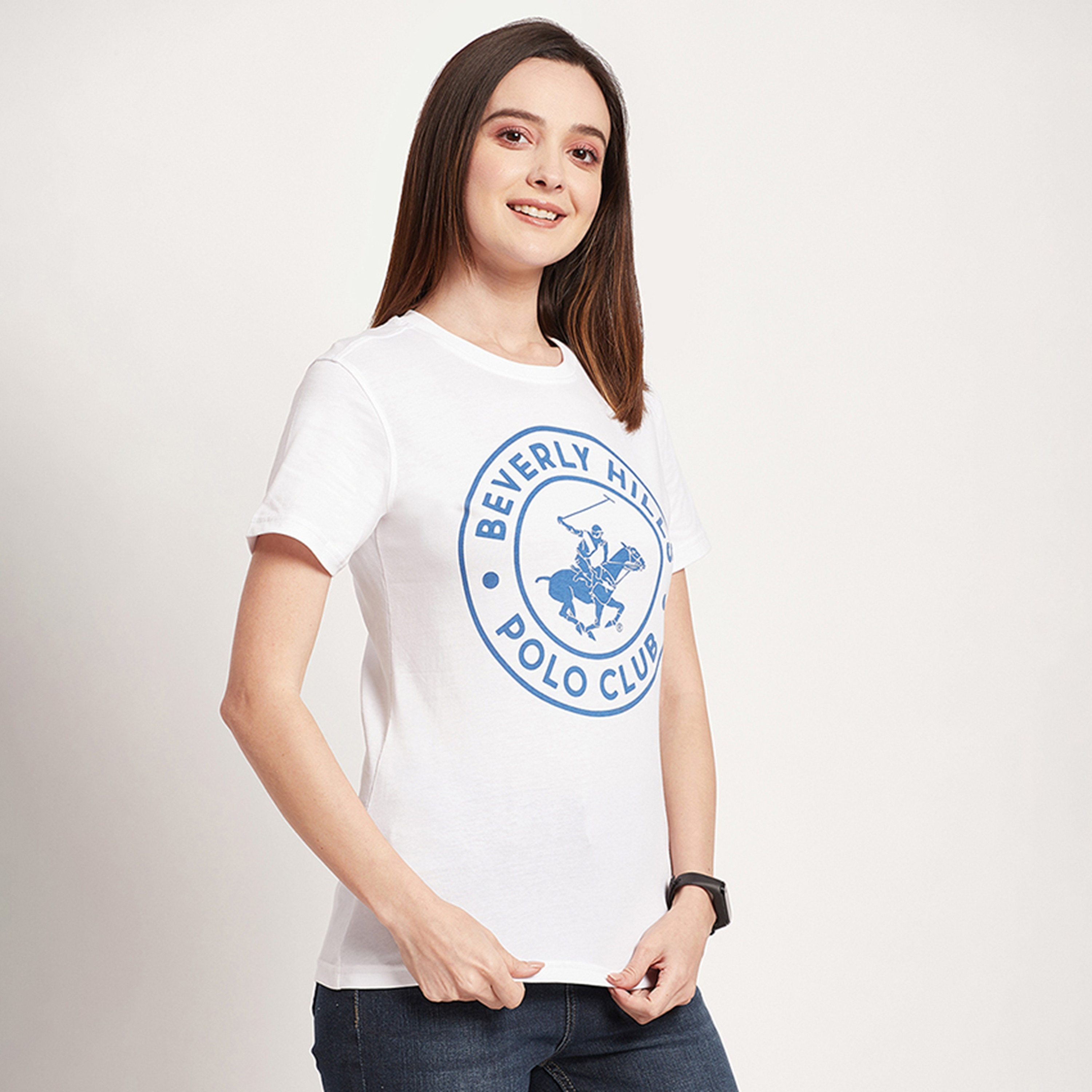 Beverly Hills Polo Club Logo Print Crew Neck Short Sleeves T-Shirt-women-clothing-tshirts-image-3