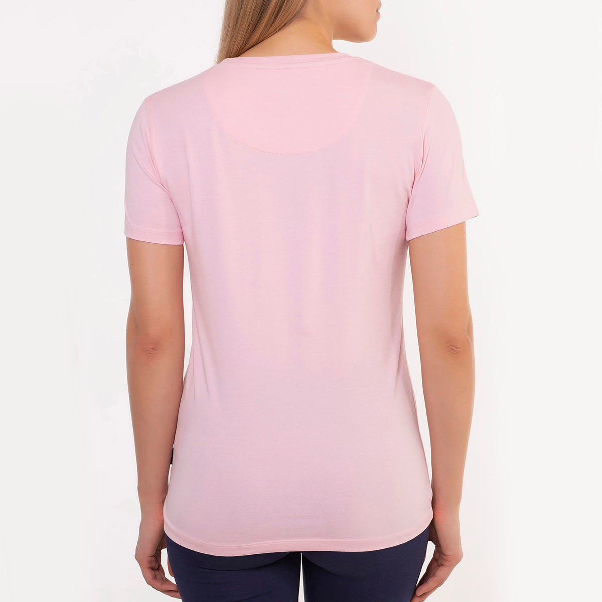 تي شيرت بيفرلي هيلز بولو كلوب سادة مع لون وردي بياقة مستديرة وأكمام قصيرة للنساء-women-clothing-tshirts-image-2