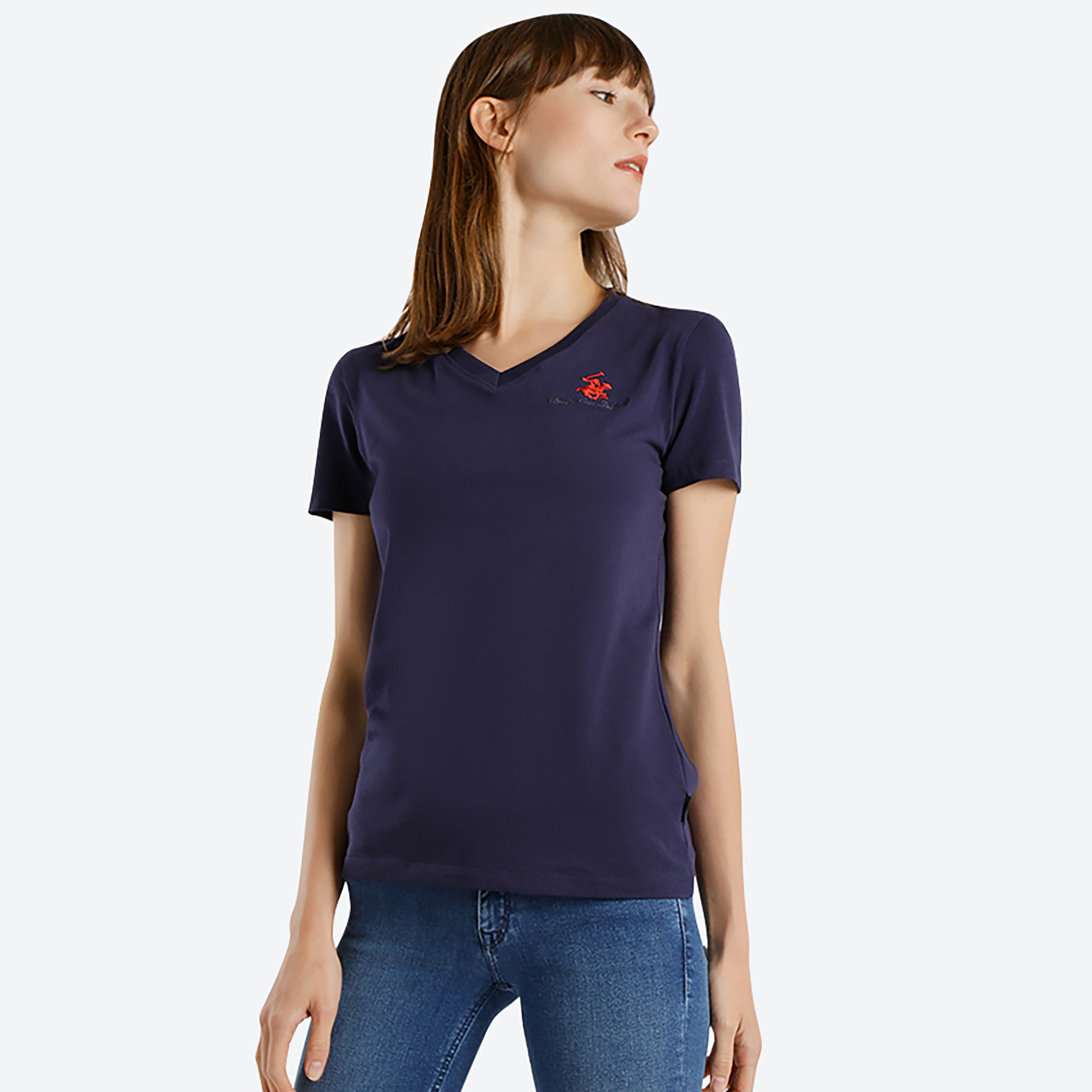 شعار نادي بيفرلي هيلز للبولو قميص نسائي برقبة قصيرة الأكمام-women-clothing-tshirts-image-1