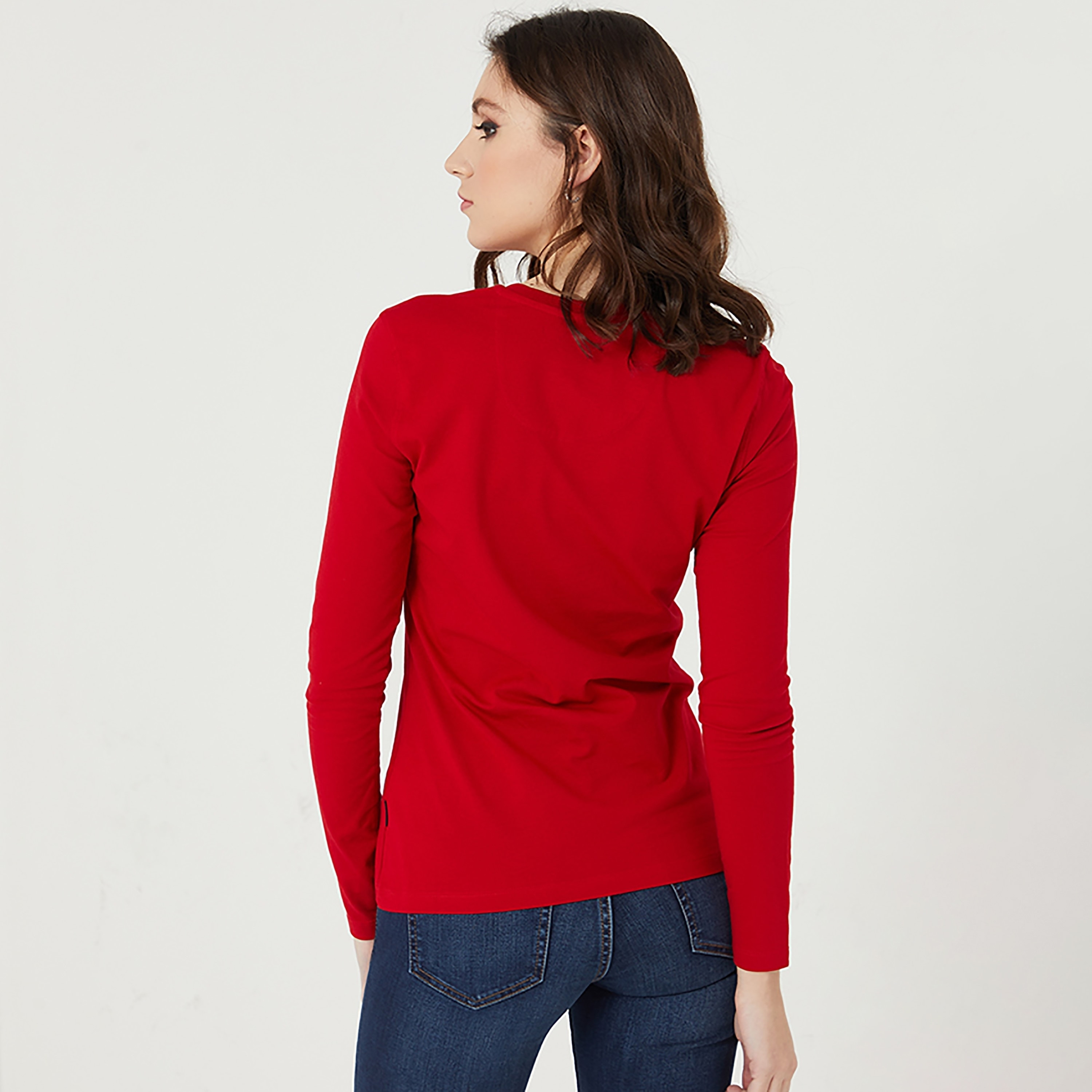Beverly Hills Polo Club Plain V-Neck Long Sleeves Women's T-Shirt-women-clothing-tshirts-image-4