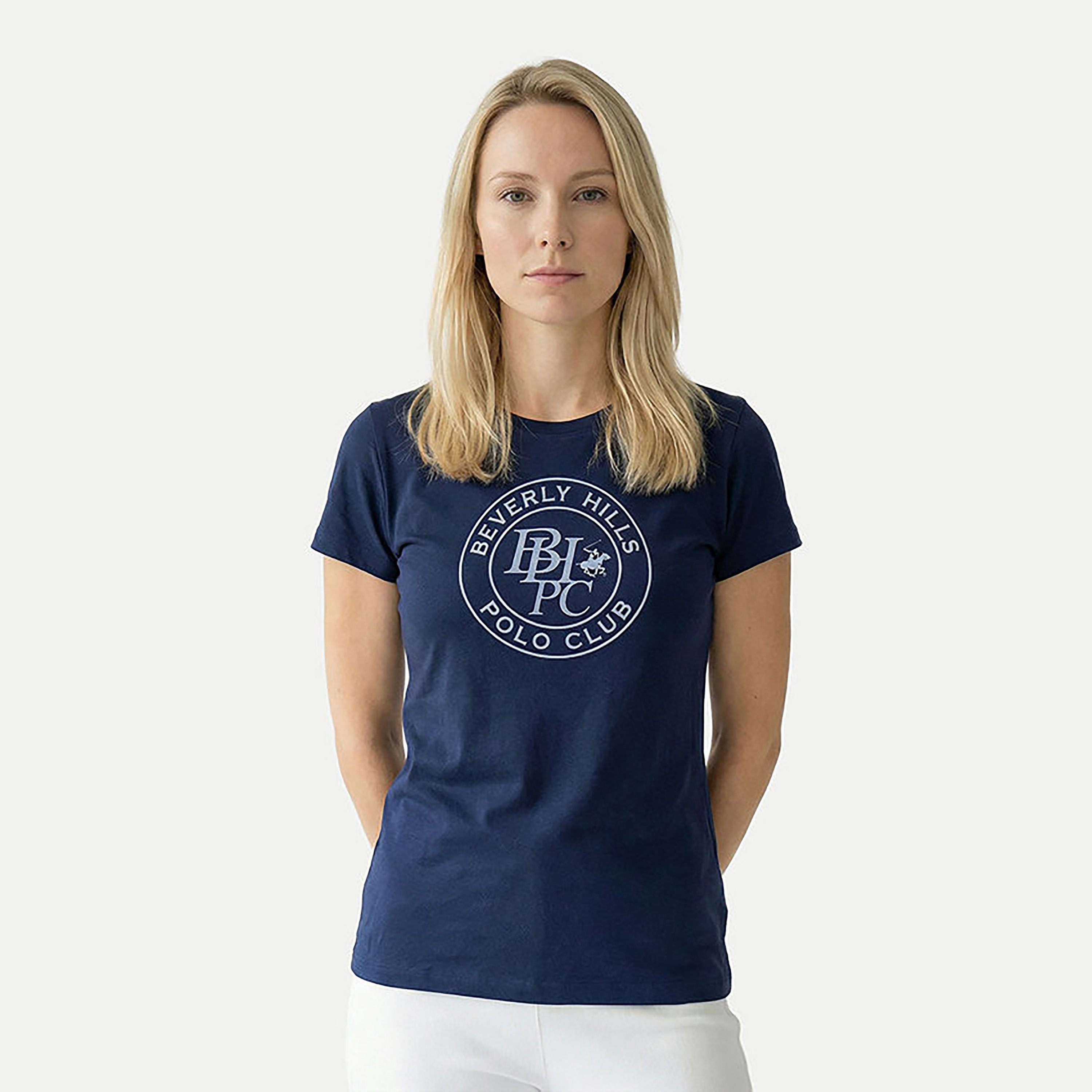 Beverly Hills Polo Club Logo Print Crew Neck Short Sleeves Women's T-Shirt-women-clothing-tshirts-image-1