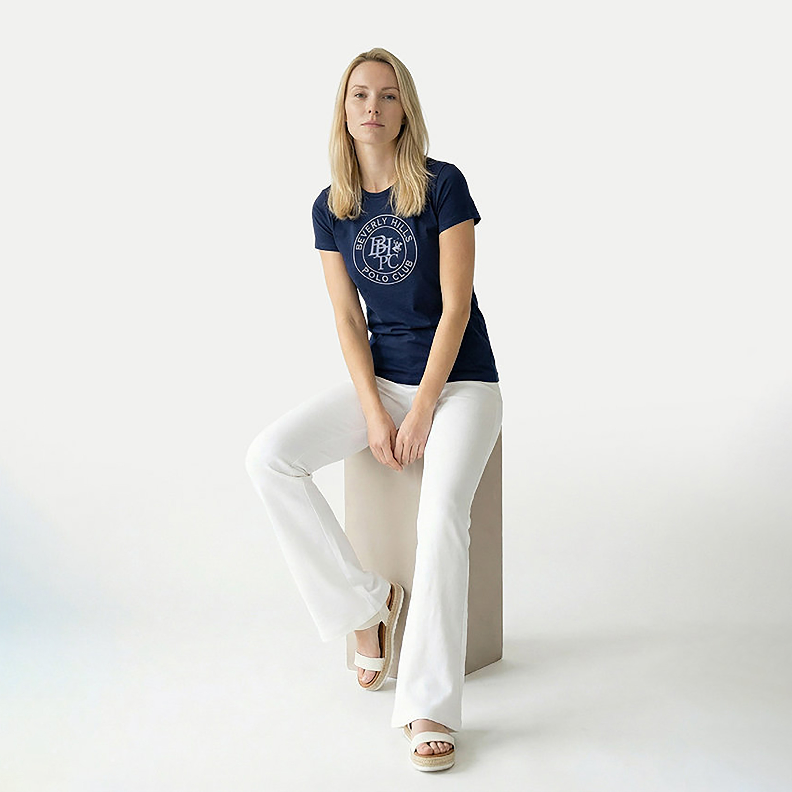 Beverly Hills Polo Club Logo Print Crew Neck Short Sleeves Women's T-Shirt-women-clothing-tshirts-image-2