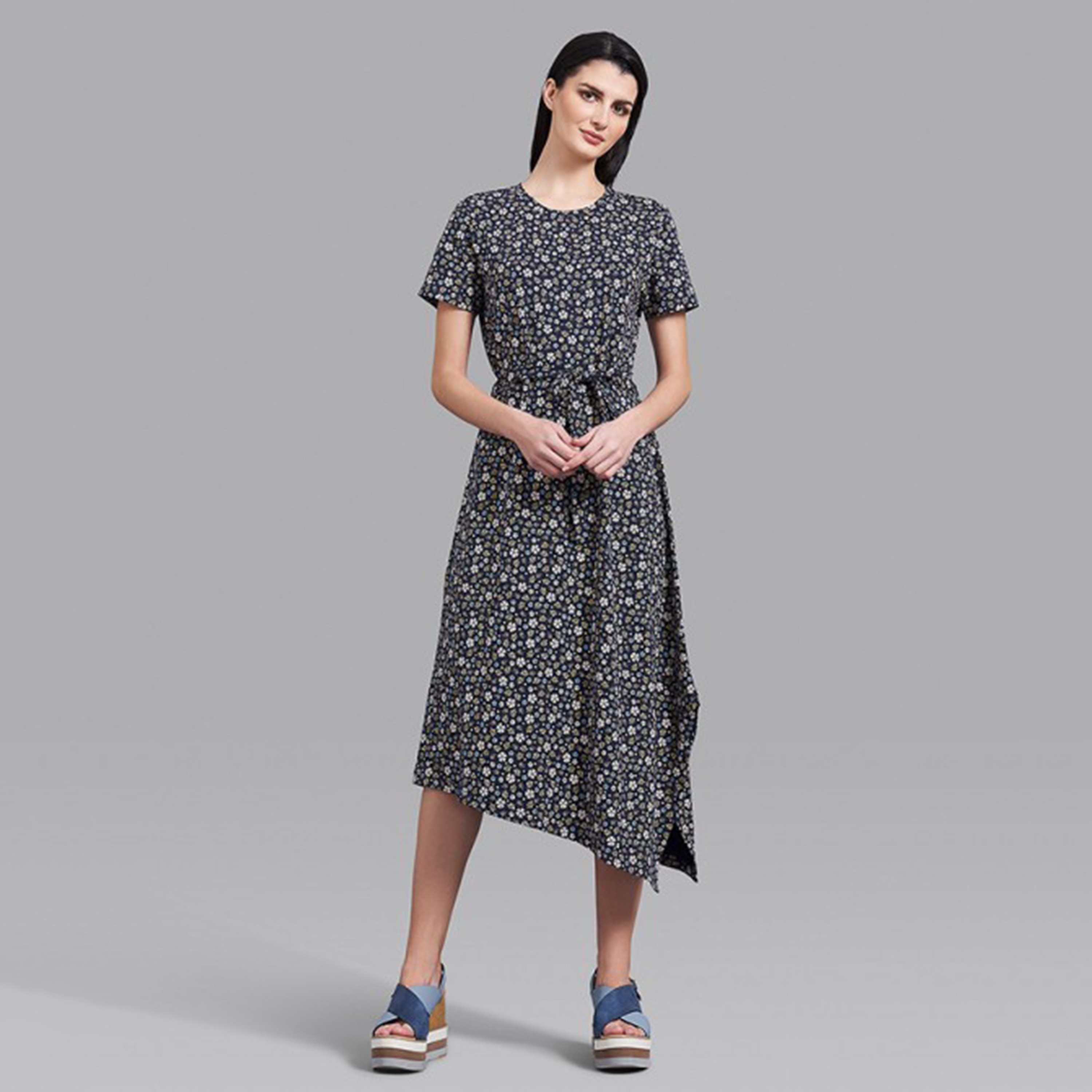 فستان بيفرلي هيلز بولو كلوب نسائي أزرق كحلي مورد بحاشية منخفضة-women-clothing-dresses-image-1