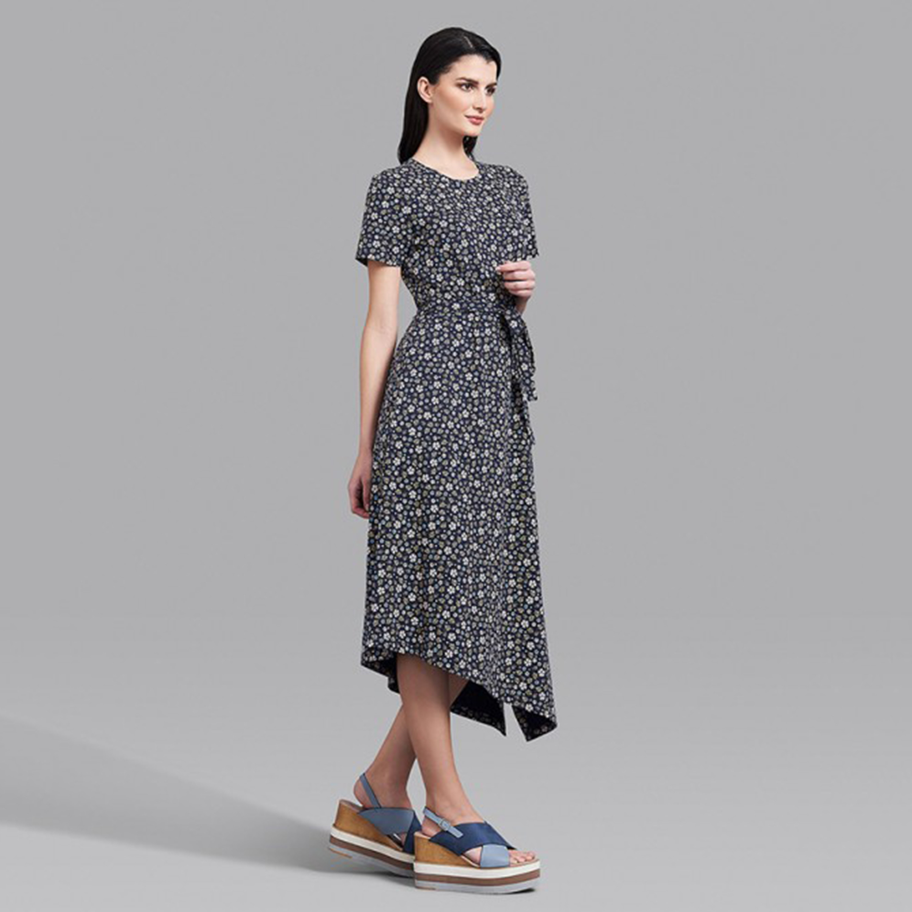 فستان بيفرلي هيلز بولو كلوب نسائي أزرق كحلي مورد بحاشية منخفضة-women-clothing-dresses-image-4