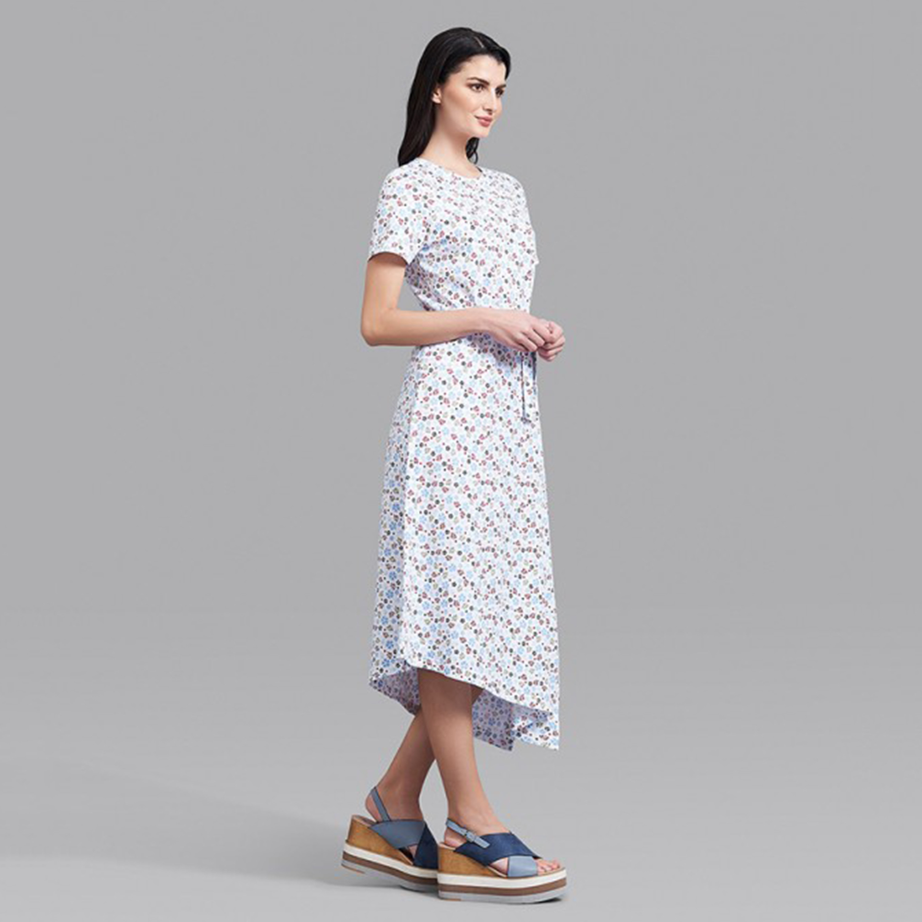 فستان بيفرلي هيلز بولو كلوب نسائي أزرق كحلي مورد بحاشية منخفضة-women-clothing-dresses-image-7