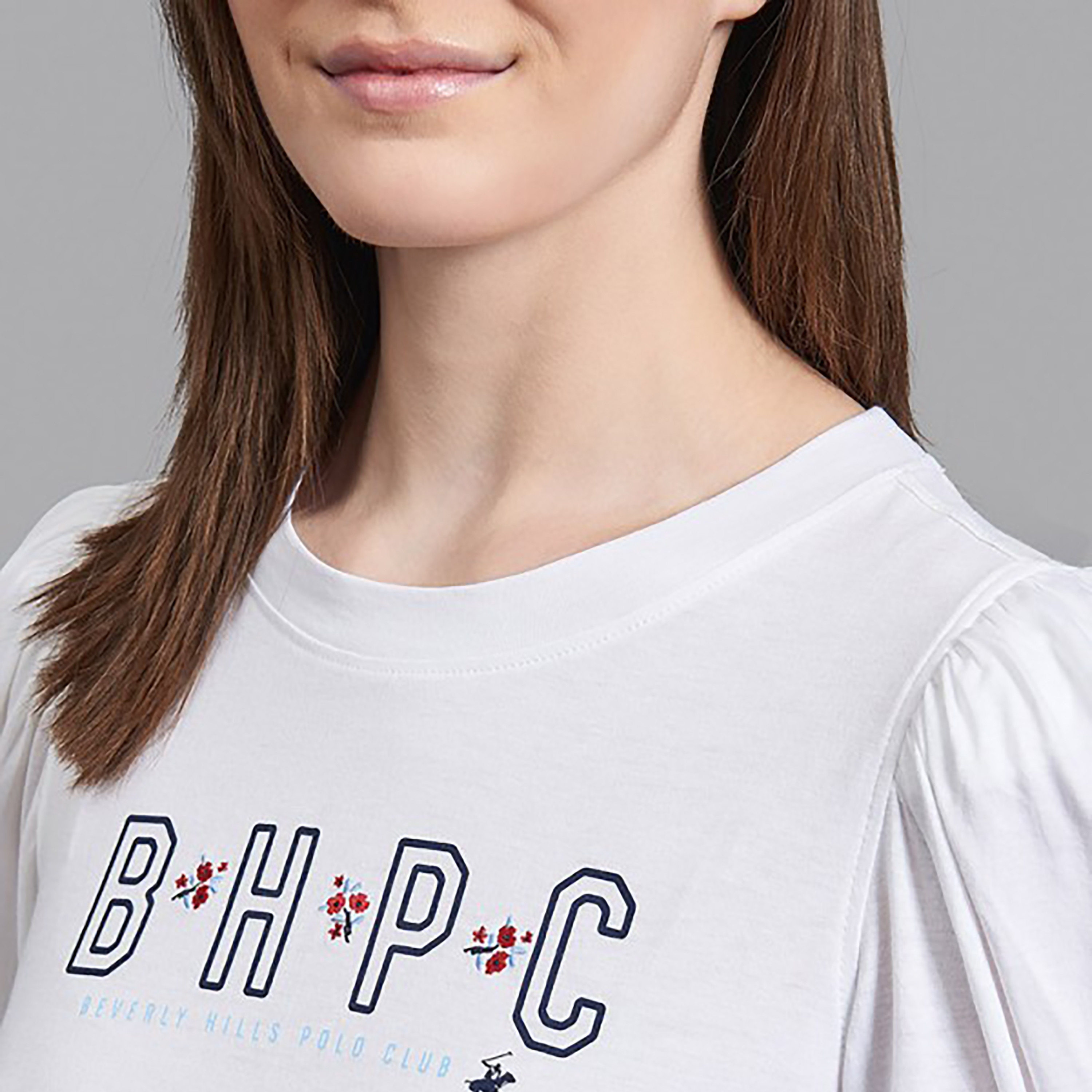 توب بيفرلي هيلز بولو كلوب نسائي بلون أصفر فاتح مع مطرز بأكمام بالون-women-clothing-shirtsandblouses-blouses-image-3