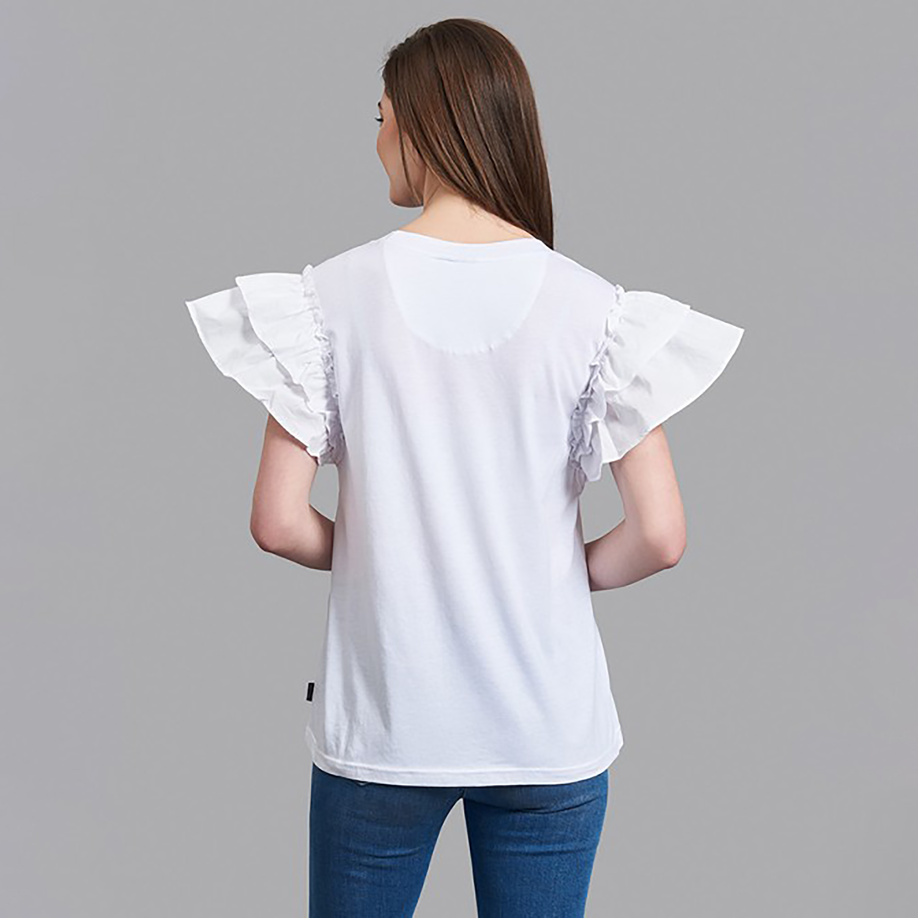 توب بيفرلي هيلز بولو كلوب نسائي بلون ابیض سادة بأكمام مكشكشة-women-clothing-shirtsandblouses-blouses-image-2