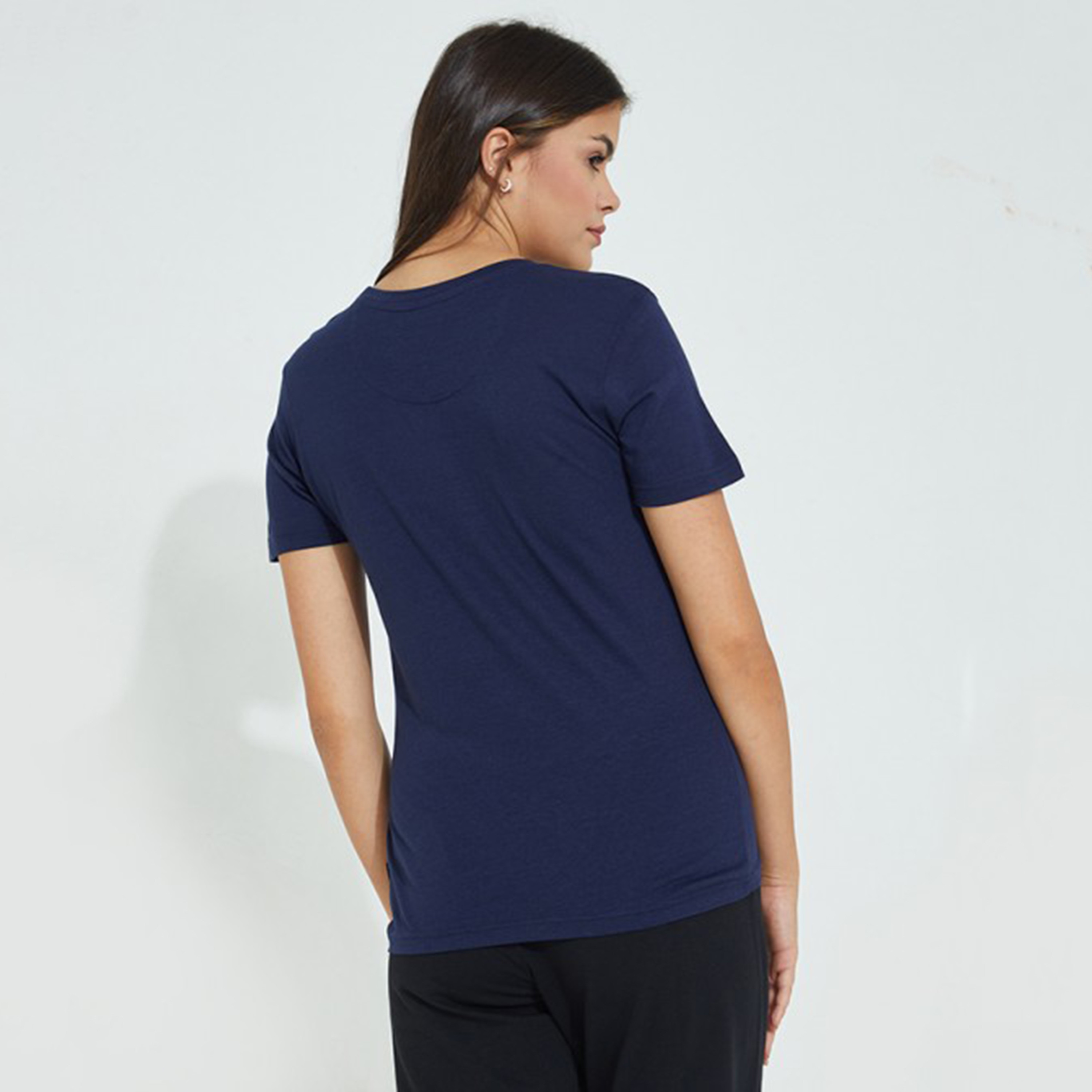 Beverly Hills Polo Club Women Navy Blue Printed Crew Neck Short Sleeves T-Shirt-women-clothing-tshirts-image-2