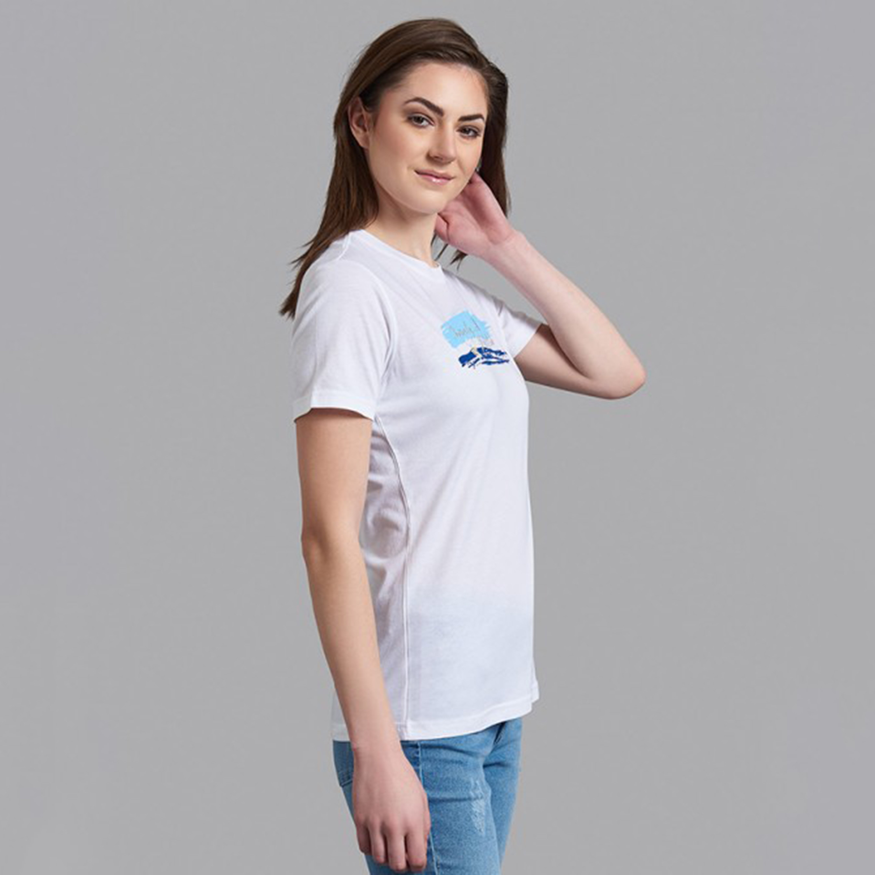 تي شيرت نسائي من بيفرلي هيلز بولو كلب بياقة مستديرة وأكمام قصيرة مع مطبوع رمادي-women-clothing-tshirts-image-8