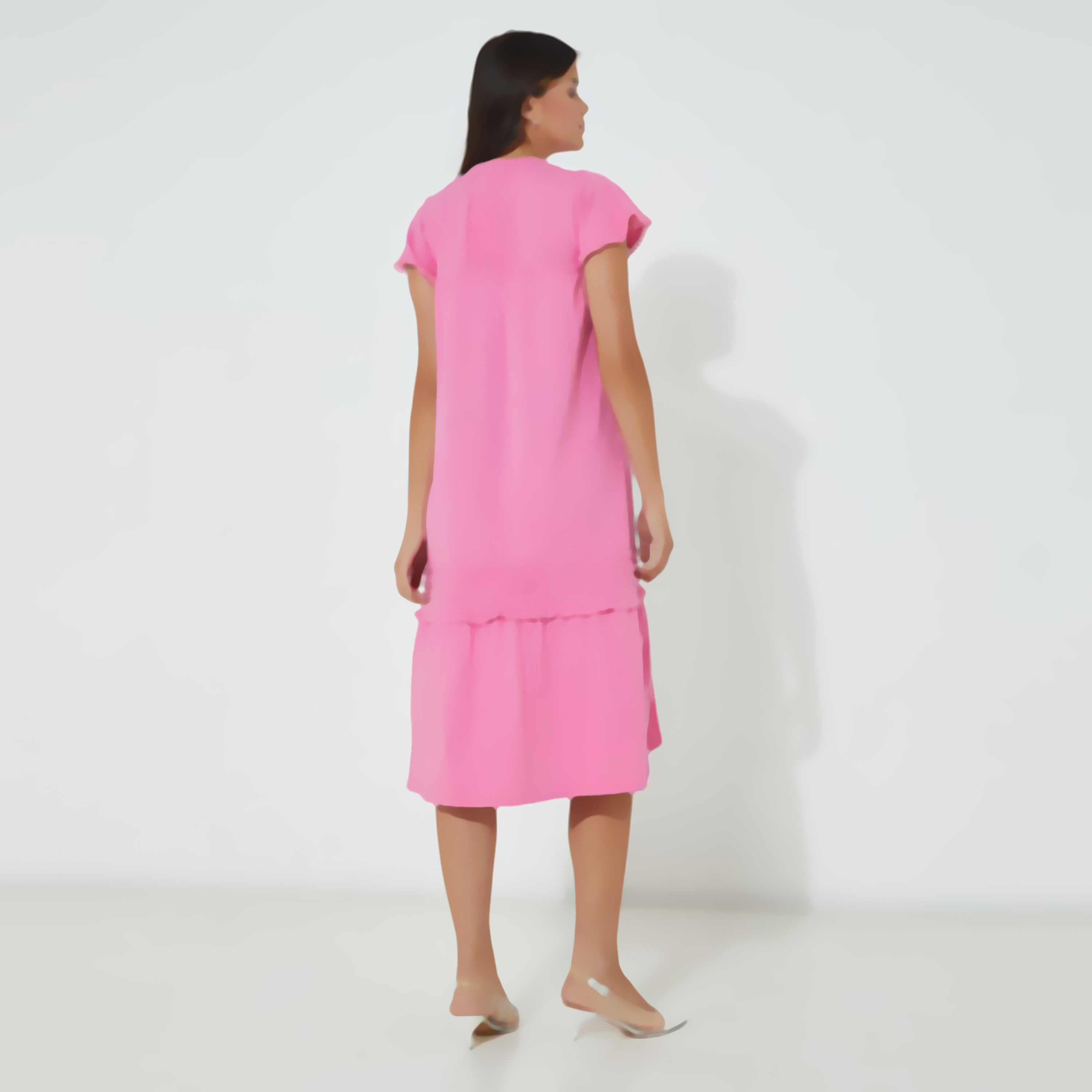 فستان نسائي دانتيل وردي بفتحة عنق من بيفرلي هيلز بولو كلوب-women-clothing-dresses-image-2