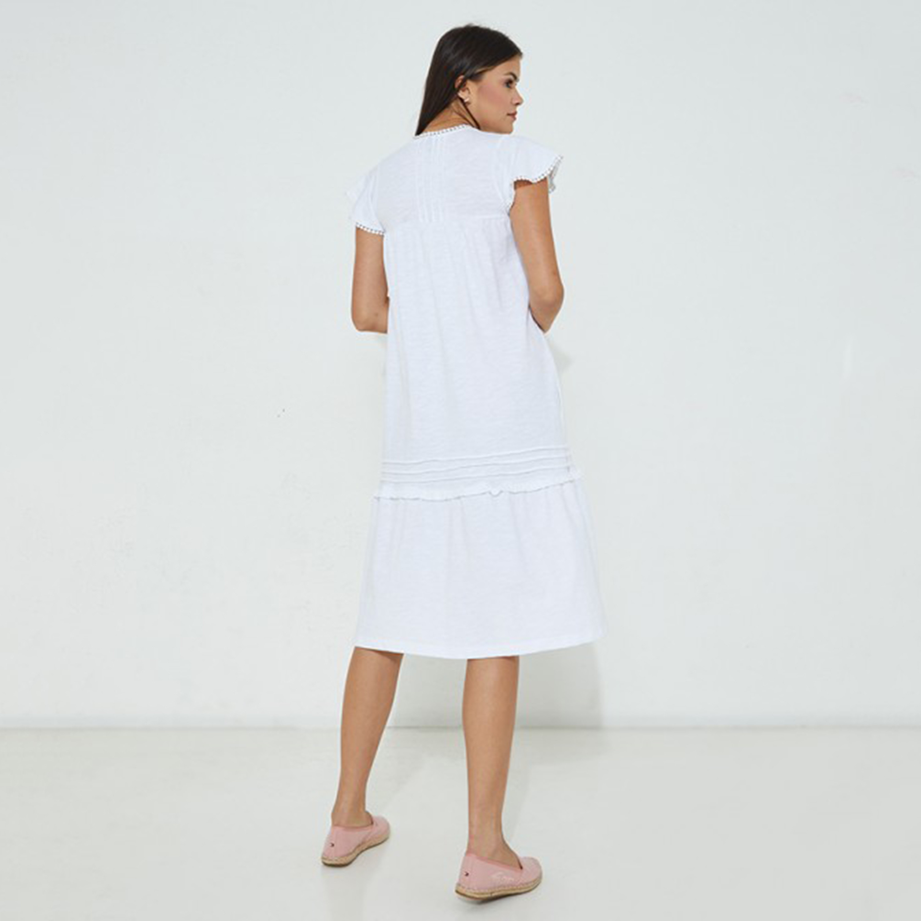 فستان نسائي دانتيل وردي بفتحة عنق من بيفرلي هيلز بولو كلوب-women-clothing-dresses-image-6