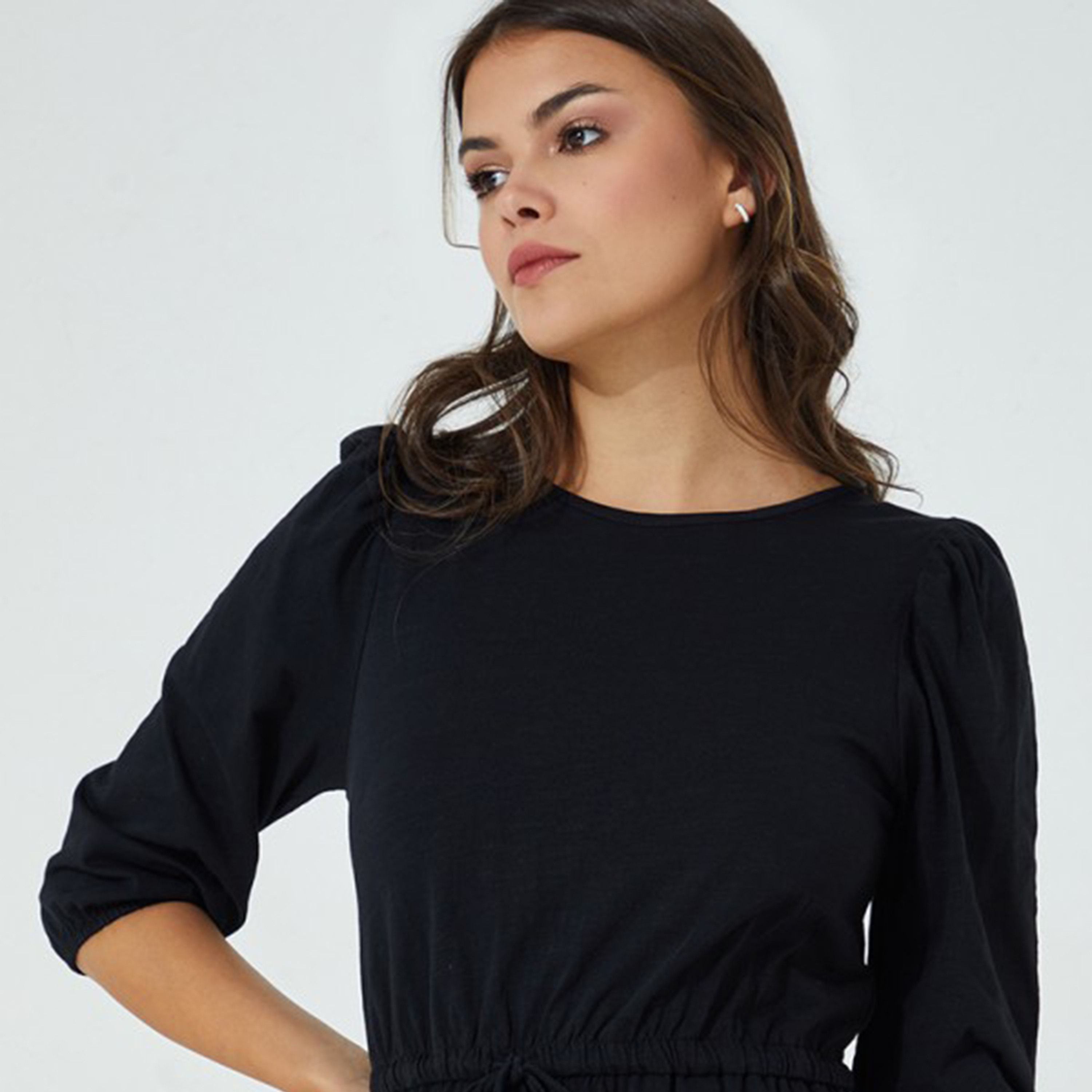 فستان بيفرلي هيلز بولو كلوب نسائي وردي سادة برقبة دائرية ورباط على الخصر-women-clothing-dresses-image-7