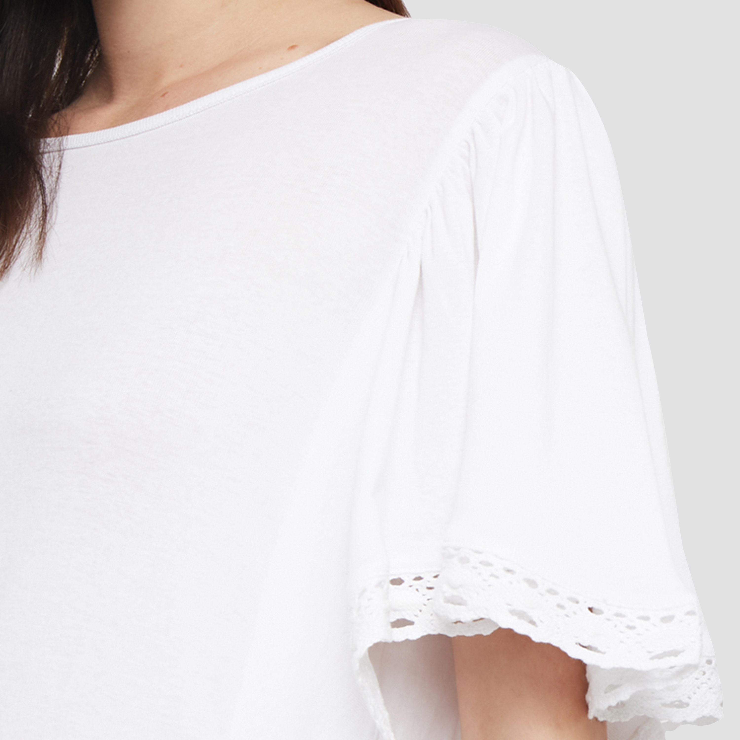 بلوزة نسائية بياقة دائرية وأكمام قصيرة مزينة بالدانتيل من بيفرلي هيلز بولو كلوب-women-clothing-shirtsandblouses-blouses-image-3