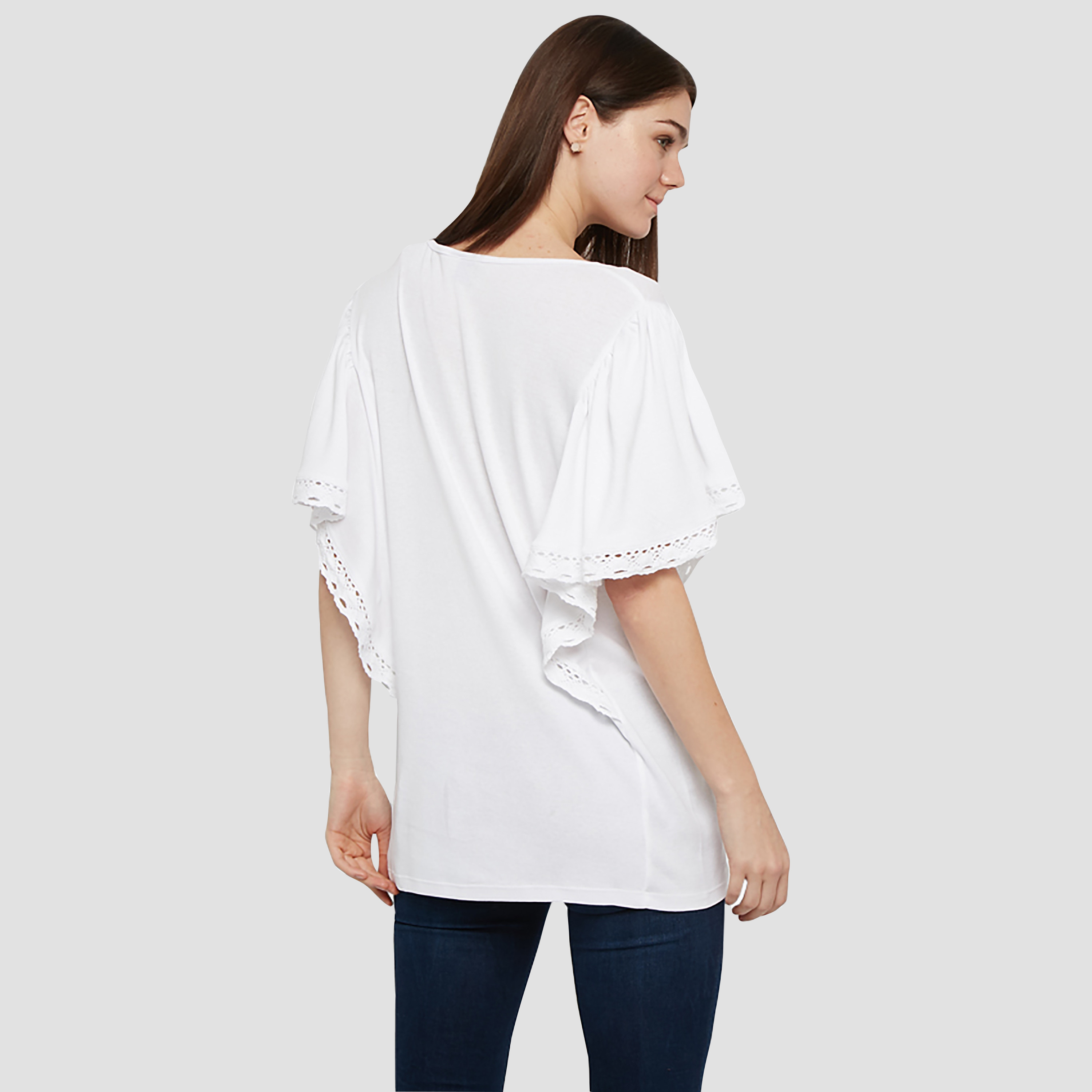 بلوزة نسائية بياقة دائرية وأكمام قصيرة مزينة بالدانتيل من بيفرلي هيلز بولو كلوب-women-clothing-shirtsandblouses-blouses-image-4