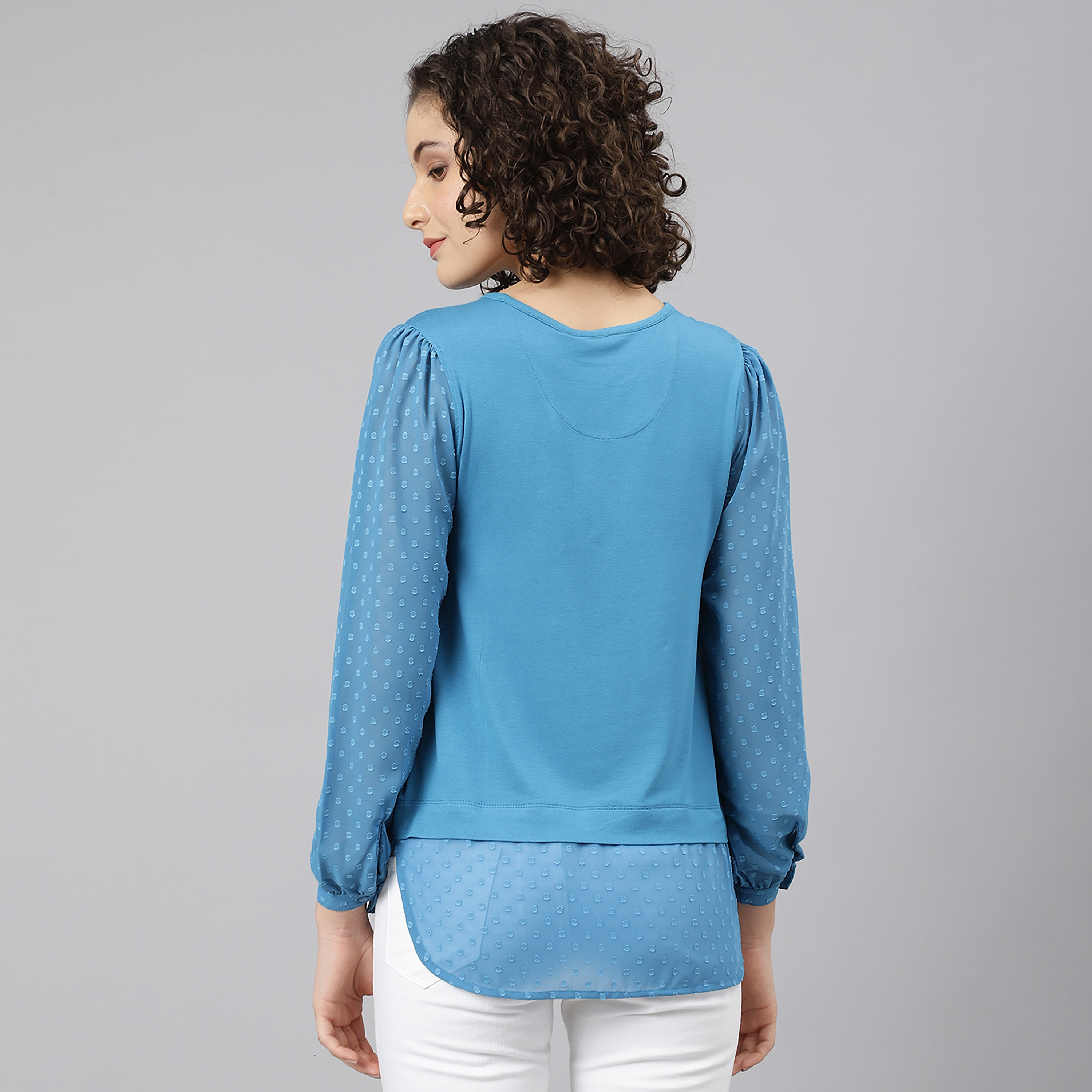 Beverly Hills Polo Club Women Blue Applique Crew Neck Top-women-clothing-shirtsandblouses-blouses-image-4