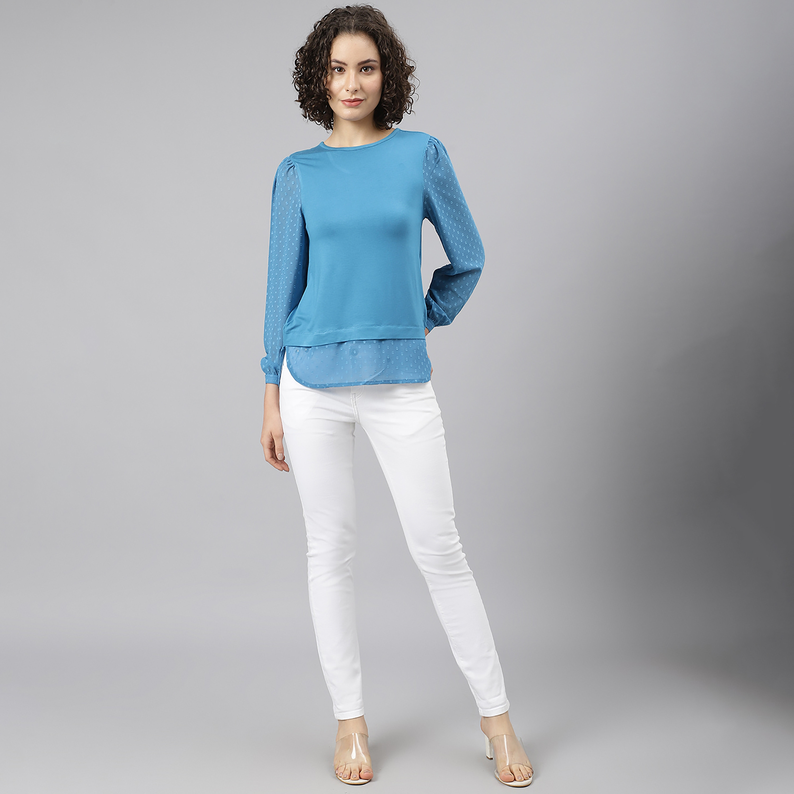 Beverly Hills Polo Club Women Blue Applique Crew Neck Top-women-clothing-shirtsandblouses-blouses-image-6