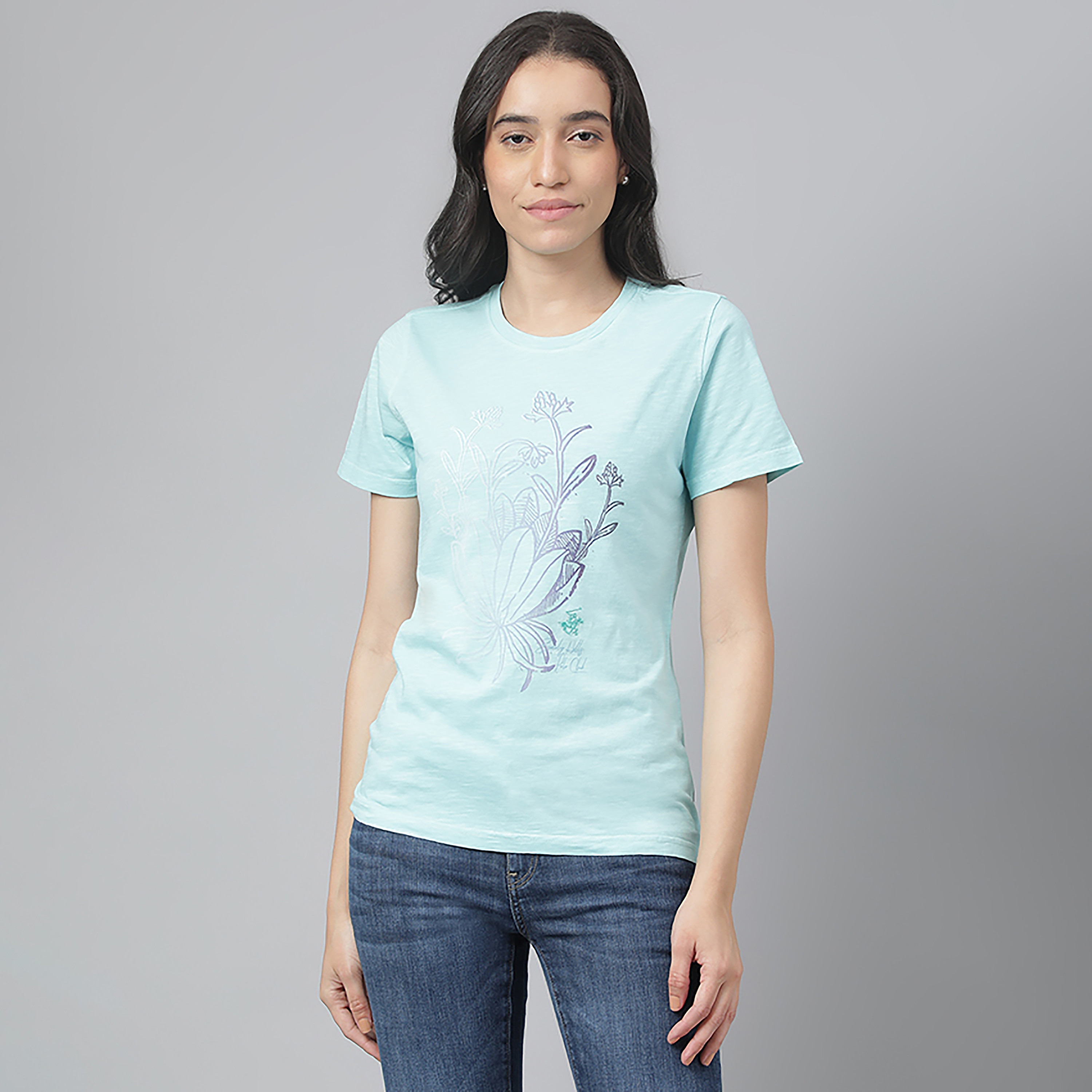 Beverly Hills Polo Club Printed Crew Neck Short Sleeves T-Shirt-women-clothing-tshirts-image-1
