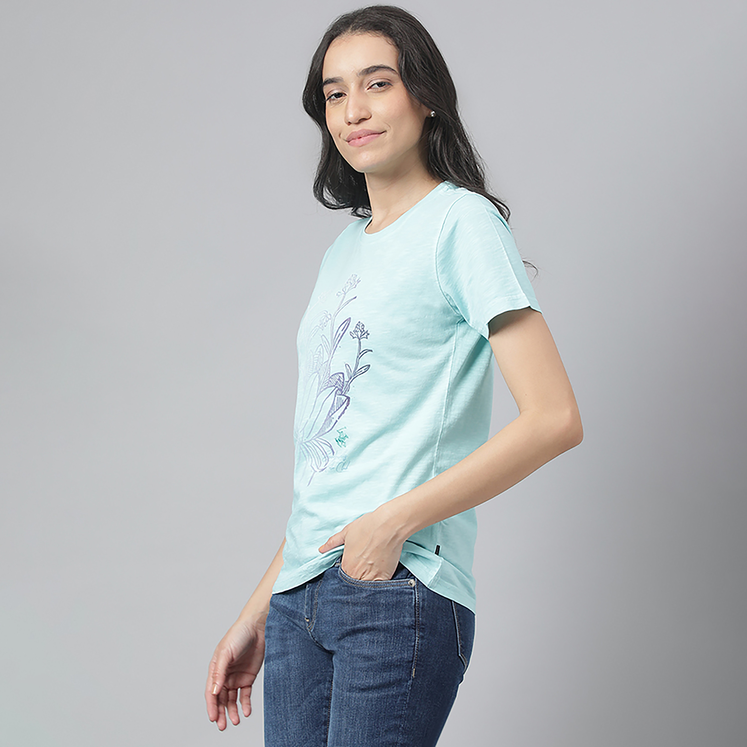Beverly Hills Polo Club Printed Crew Neck Short Sleeves T-Shirt-women-clothing-tshirts-image-2