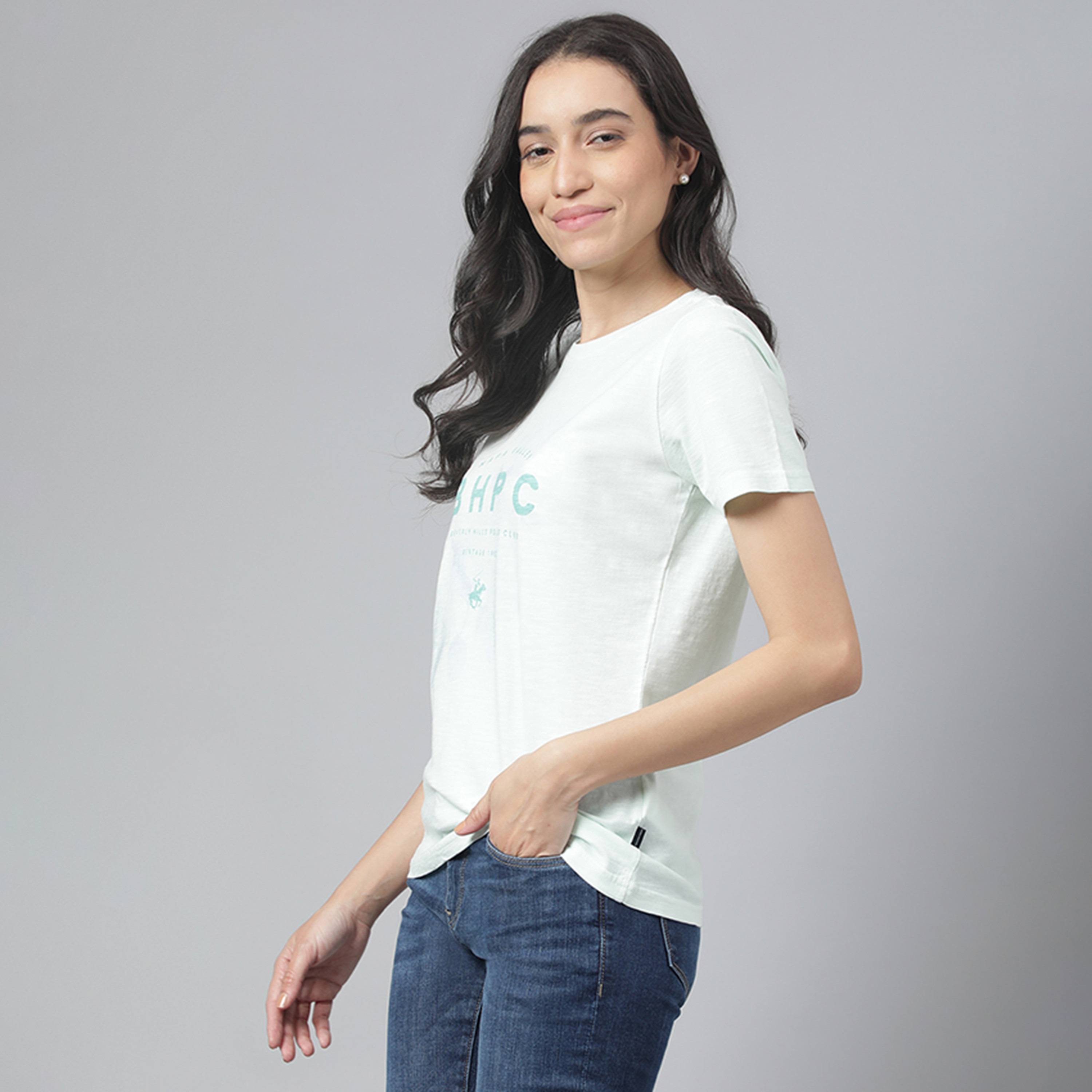 Beverly Hills Polo Club Logo Print Crew Neck Short Sleeves Women's T-Shirt-women-clothing-tshirts-image-2