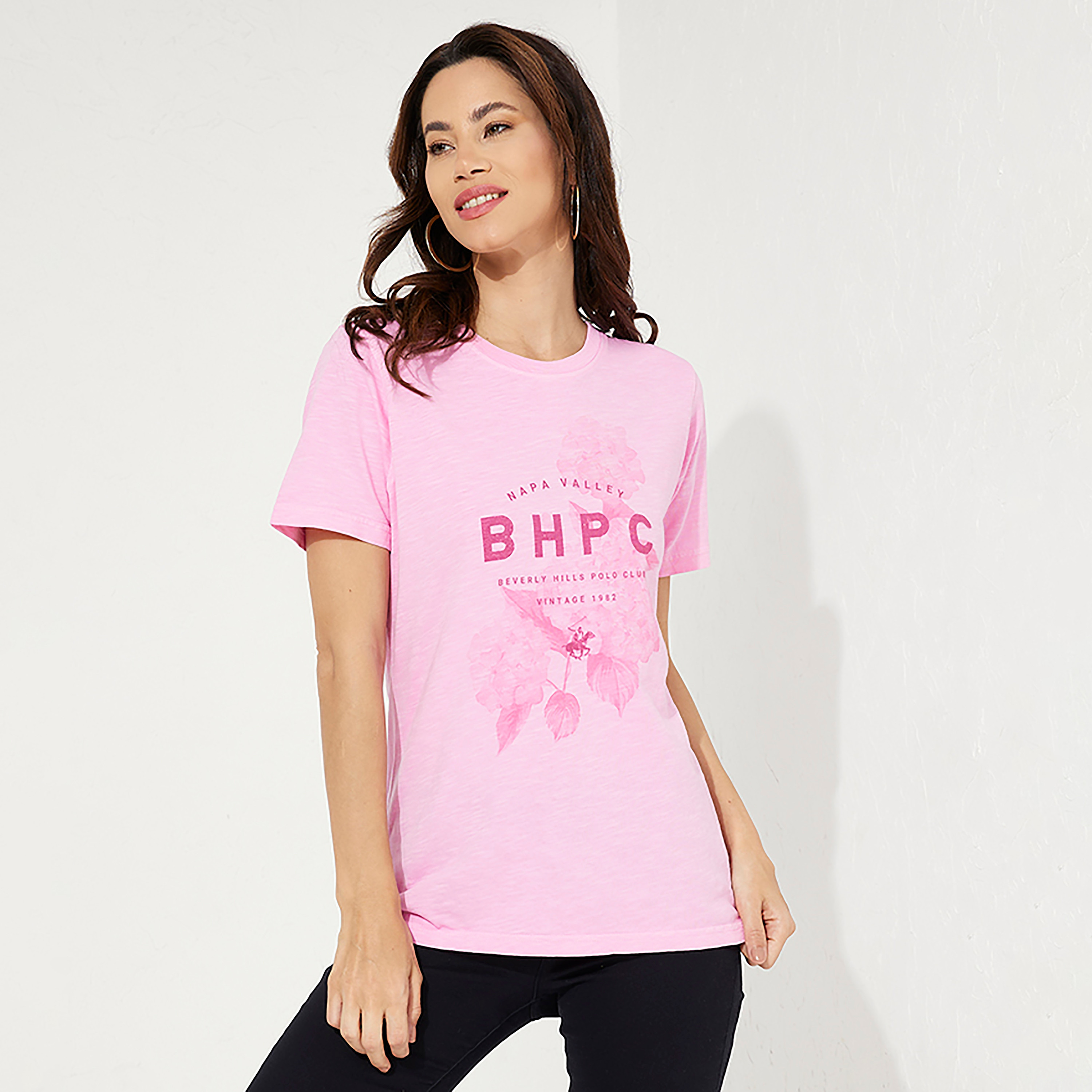 شعار نادي بيفرلي هيلز للبولو طبعة قميص نسائي برقبة دائرية بأكمام قصيرة-women-clothing-tshirts-image-5