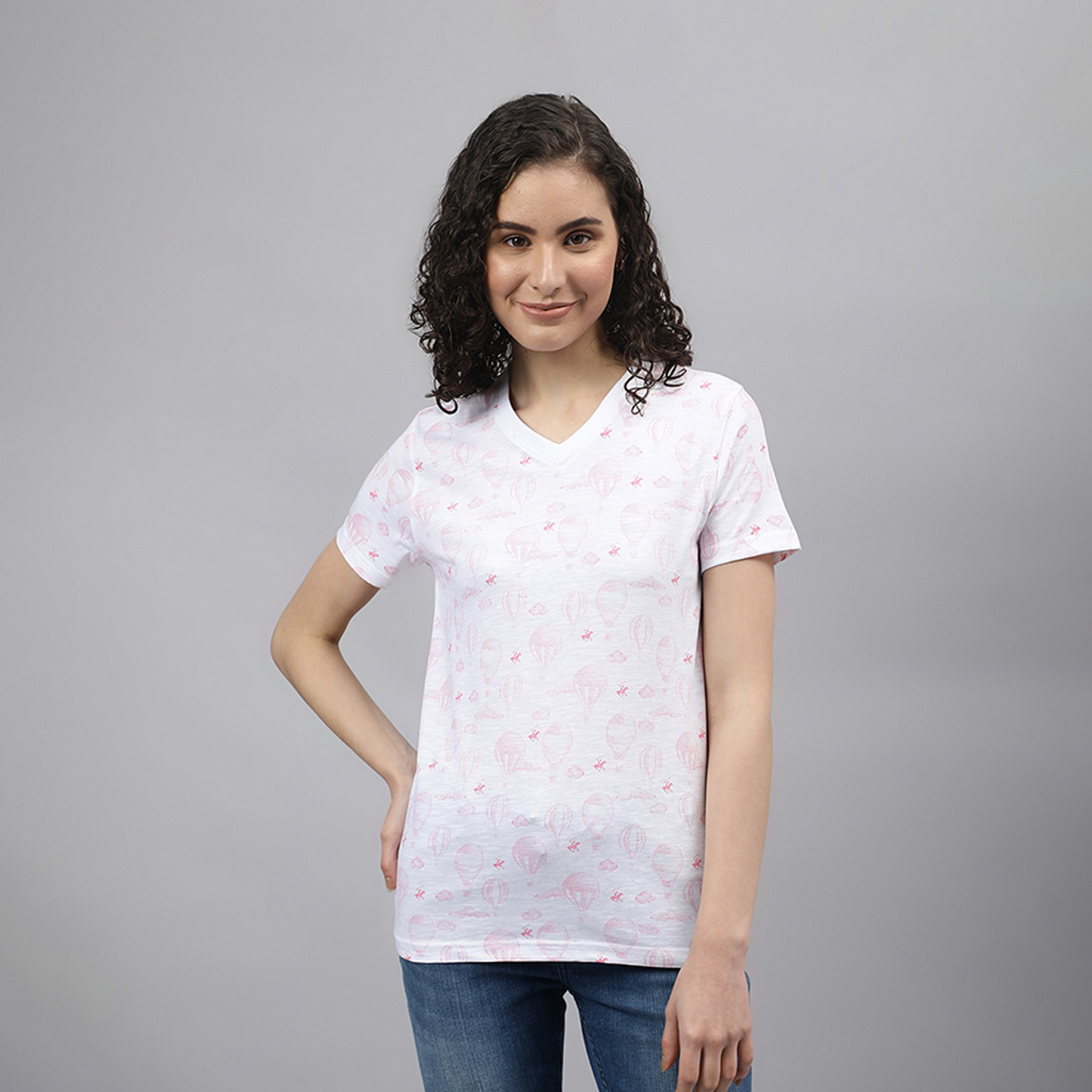 بيفرلي هيلز بولو كلوب- تي شيرت نسائي أكمام قصيرة ورقبة على شكل حرف V-women-clothing-tshirts-image-1