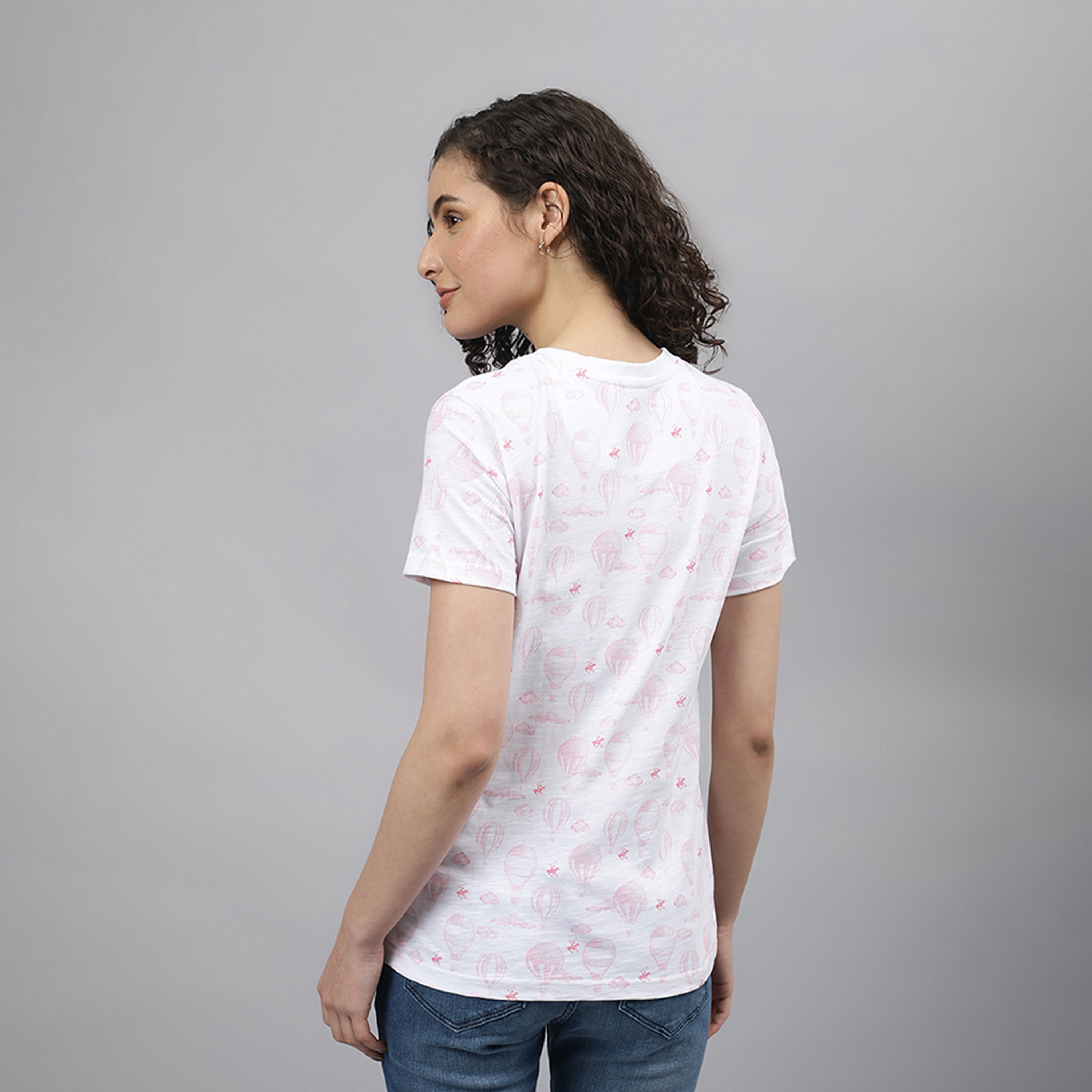 Beverly Hills Polo Club Printed V-neck Short Sleeve T-shirt-women-clothing-tshirts-image-4