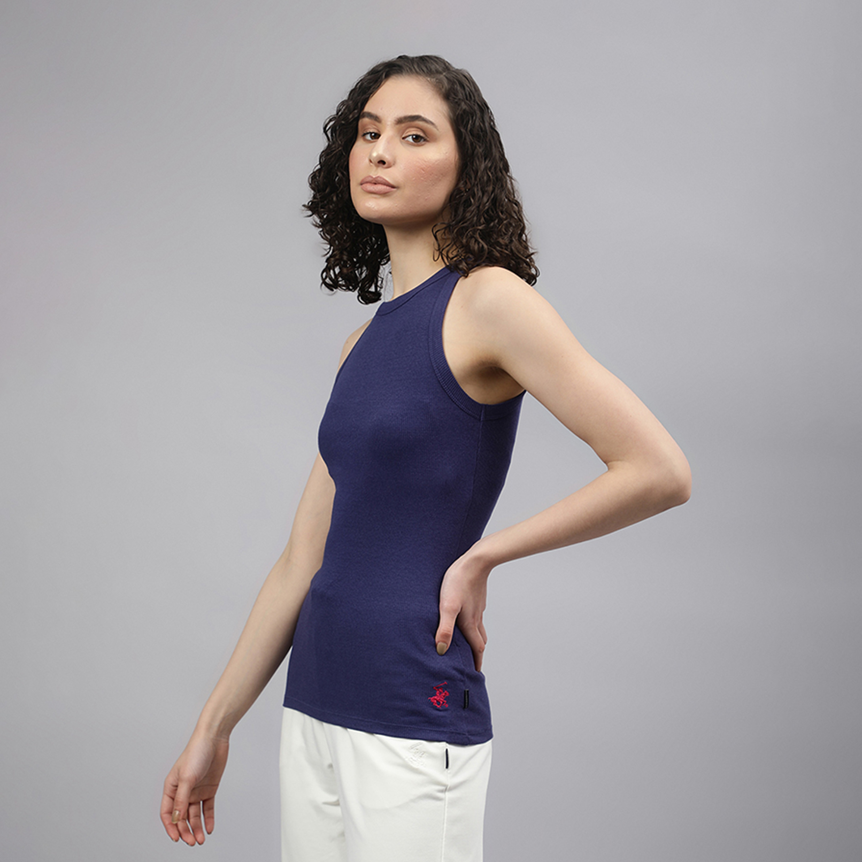 Beverly Hills Polo Club Solid Crew Neck Sleeveless Tank Top-women-clothing-tshirts-image-2