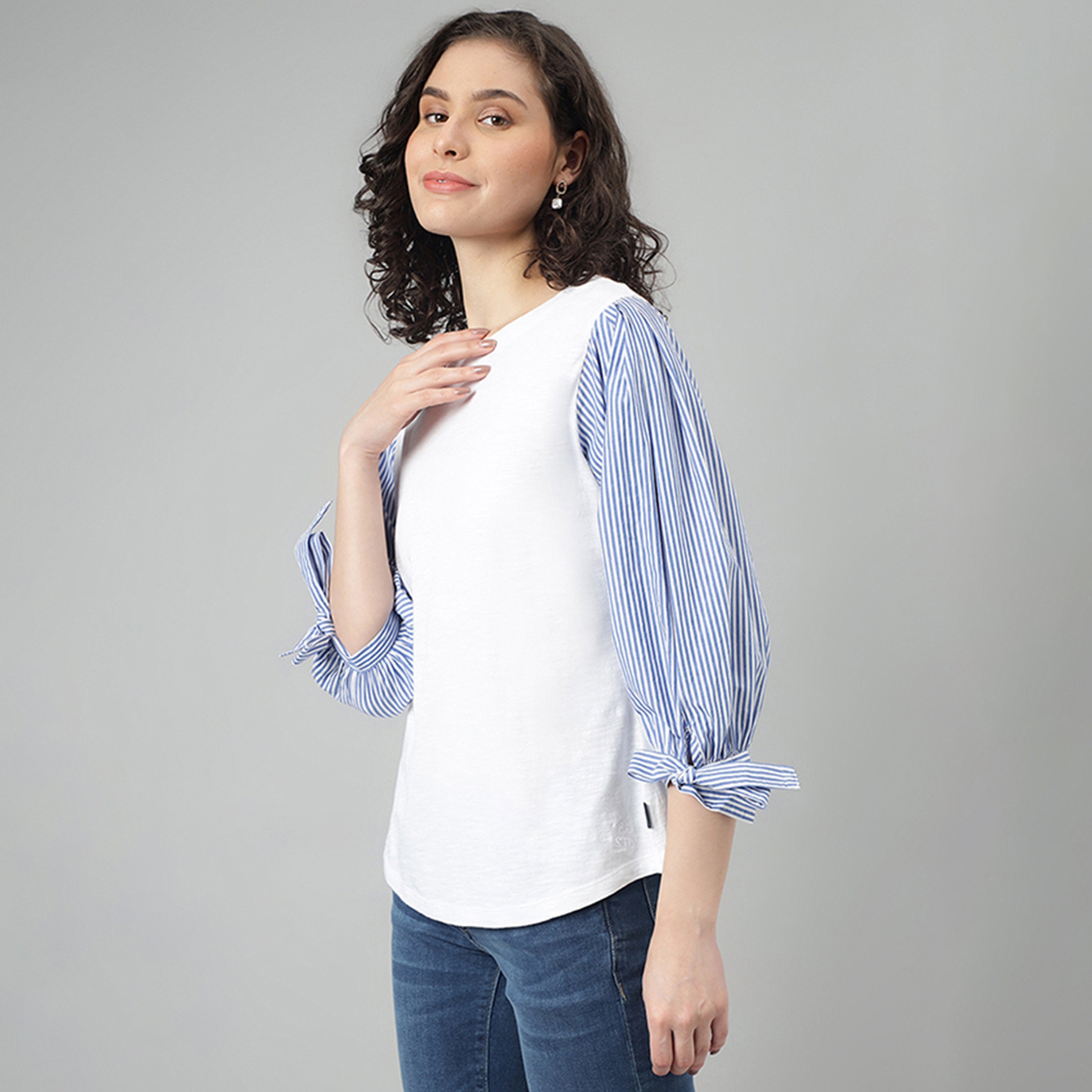 بلوزة بيفرلي هيلز بولو كلوب ذات كولور بلوك برقبة دائرية وأكمام برباط-women-clothing-shirtsandblouses-blouses-image-2