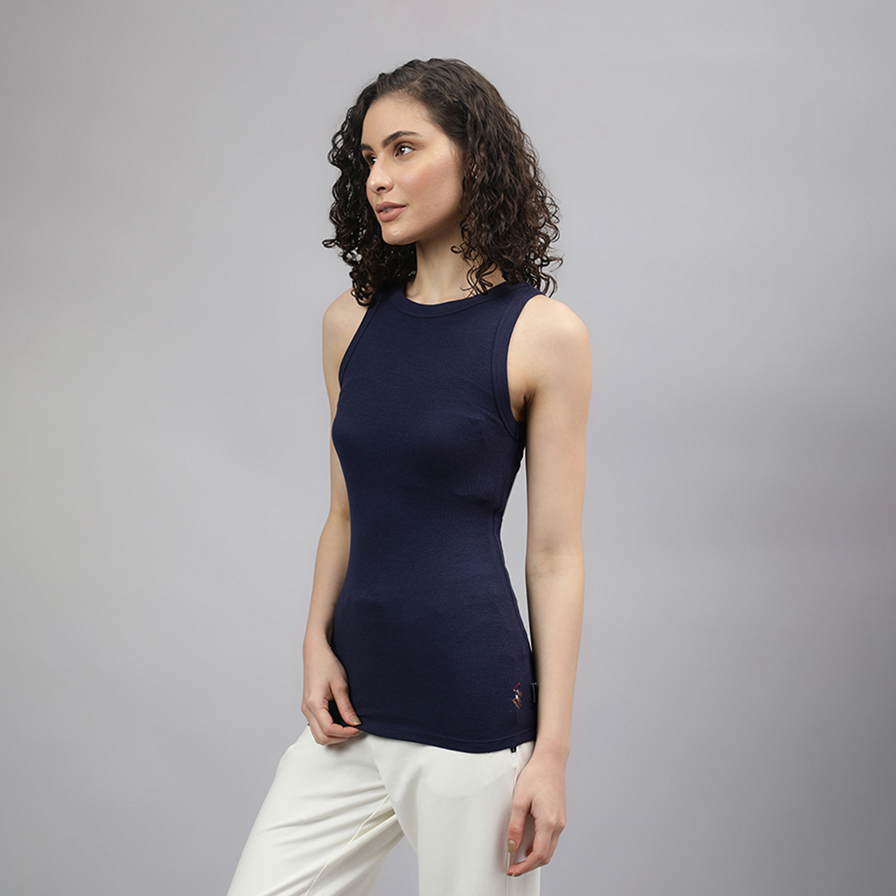 Beverly Hills Polo Club Solid Crew Neck Sleeveless Tank Top-women-clothing-tshirts-image-2