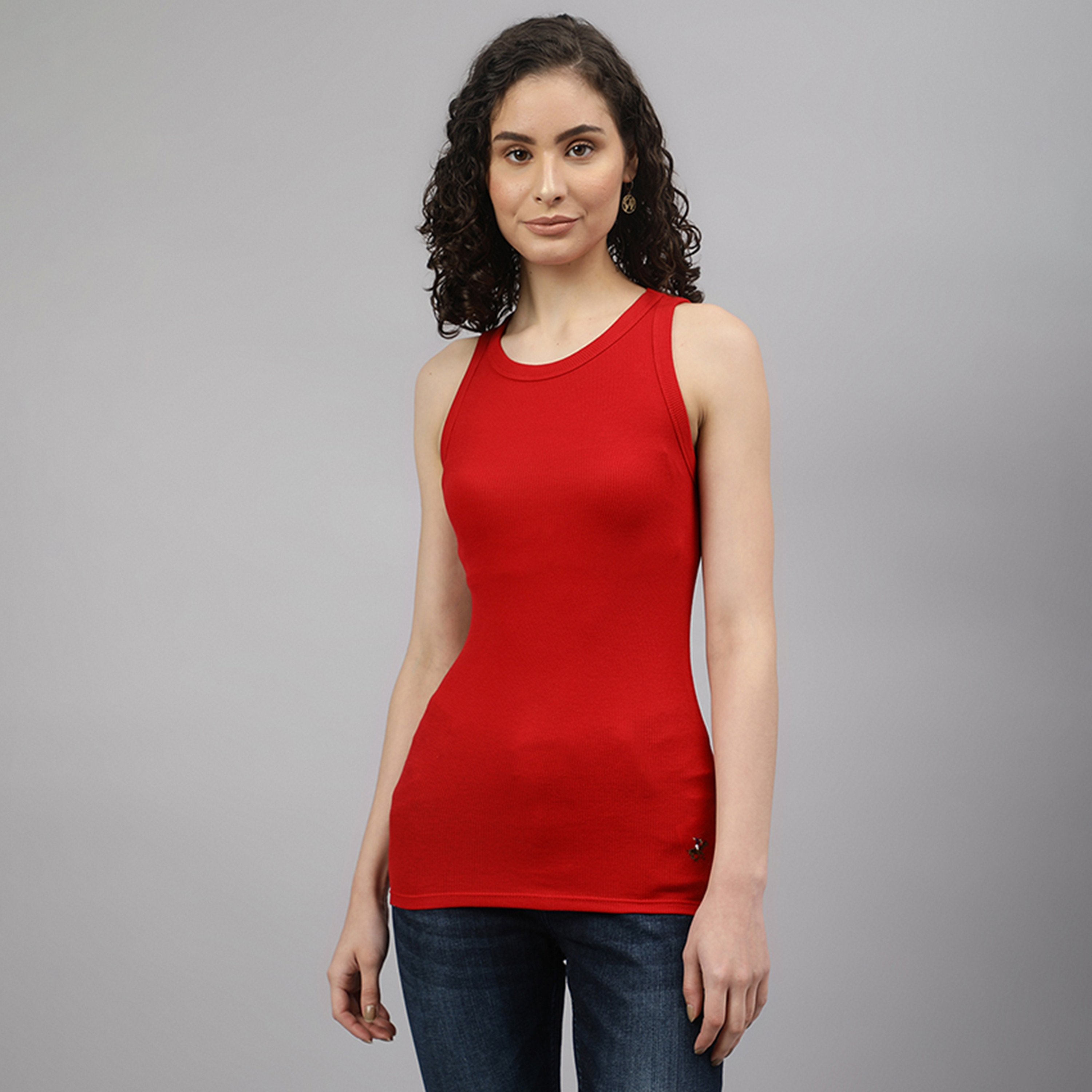 Beverly Hills Polo Club Plain Round Neck Sleeveless Tank Top-women-clothing-tshirts-image-1