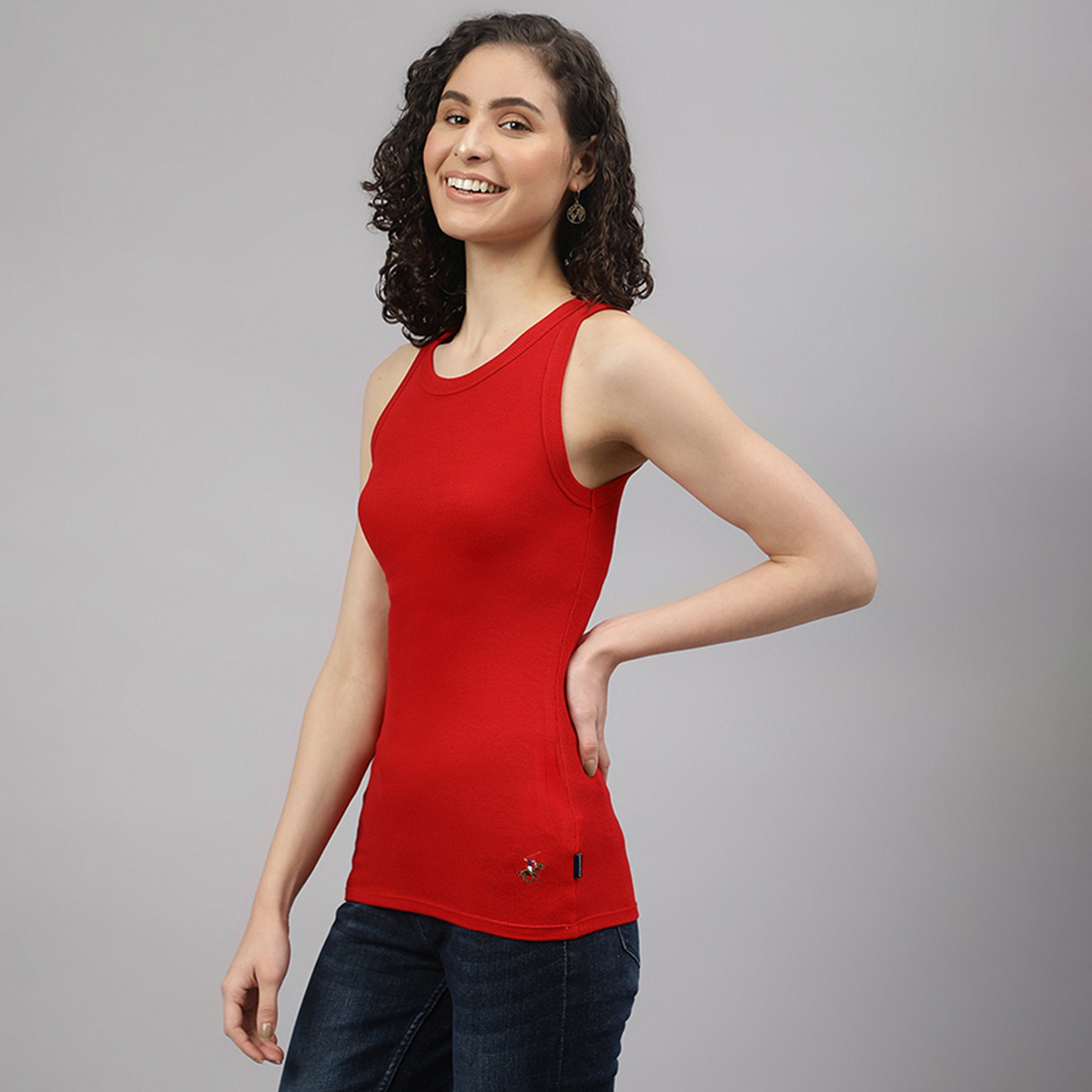 توب تانك بدون أكمام بياقة دائرية سادة من بيفرلي هيلز بولو كلوب-women-clothing-tshirts-image-2