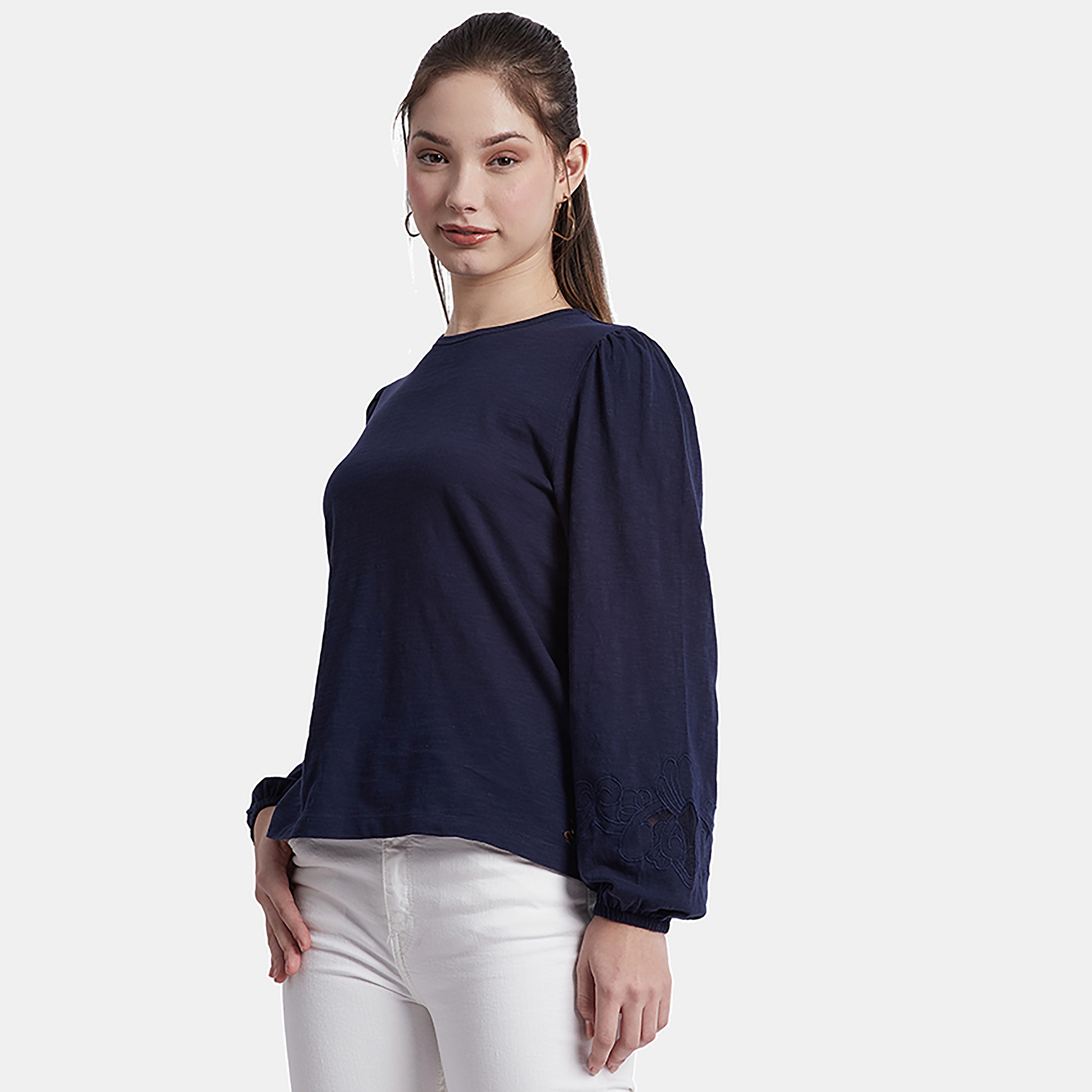 Beverly Hills Polo Club Plain Round Neck Long Sleeves Top-women-clothing-shirtsandblouses-blouses-image-2
