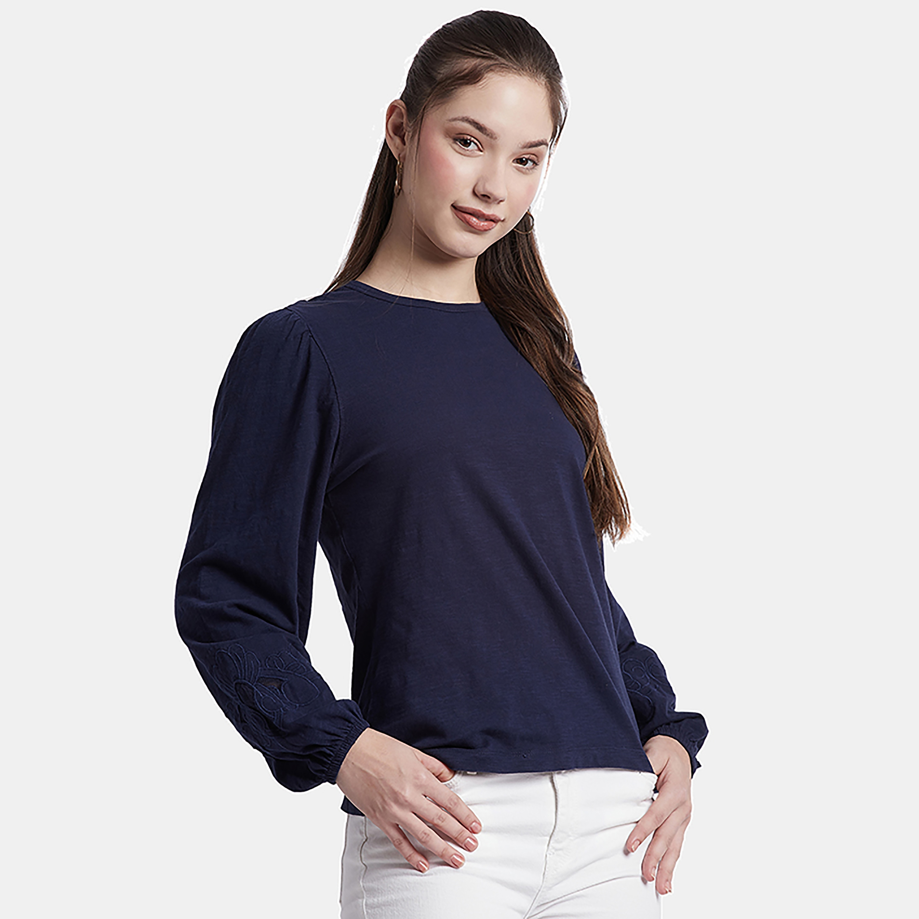 Beverly Hills Polo Club Plain Round Neck Long Sleeves Top-women-clothing-shirtsandblouses-blouses-image-4