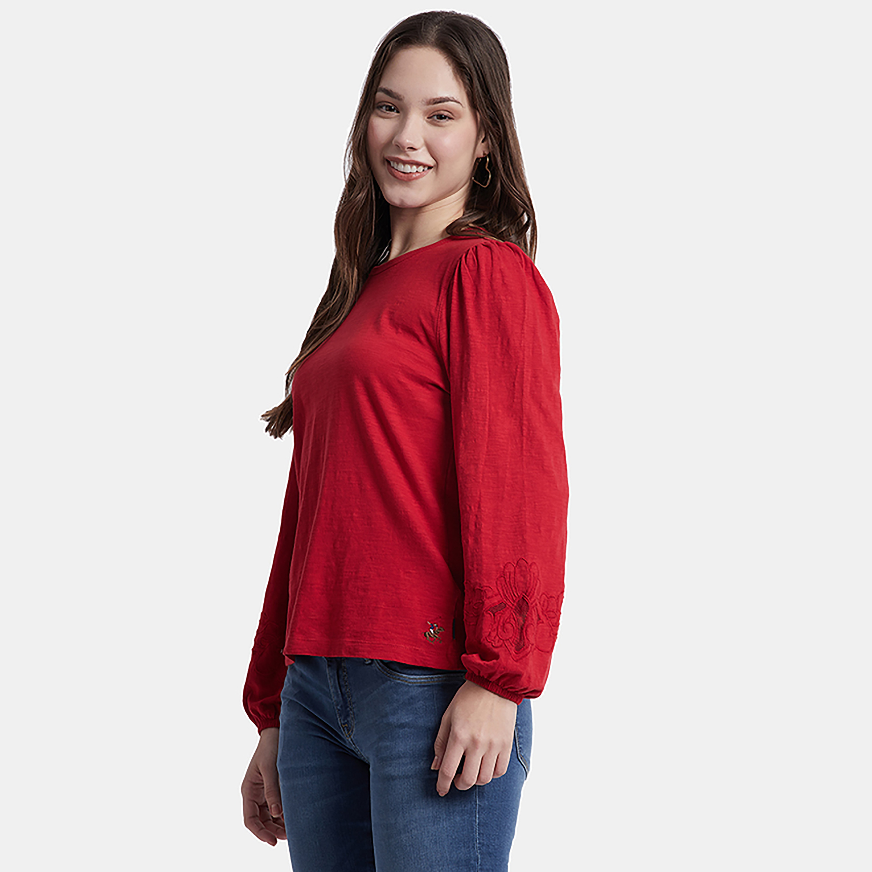 توب من بيفرلي هيلز بولو كلوب سادة بياقة دائرية وأكمام طويلة-women-clothing-shirtsandblouses-blouses-image-4