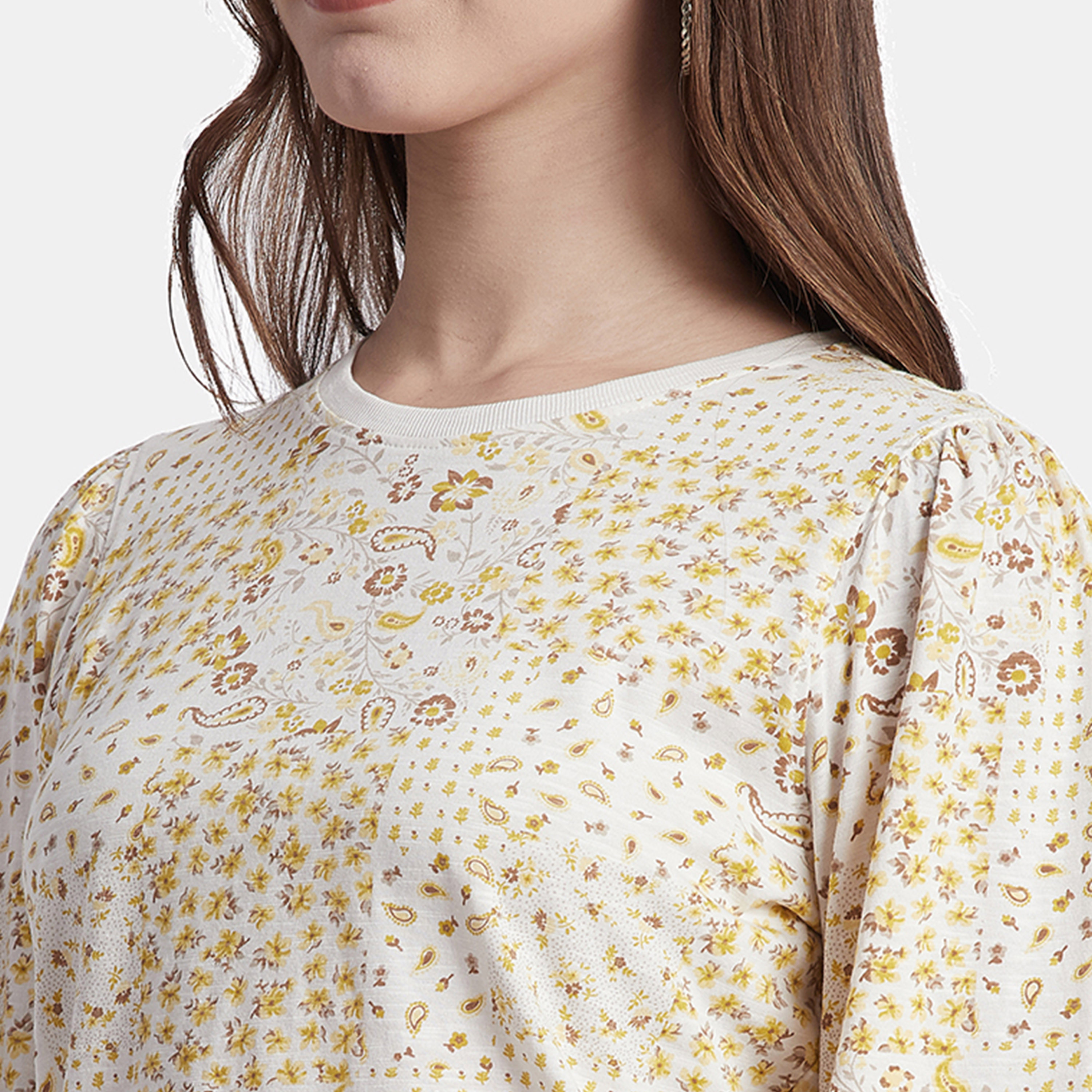 Beverly Hills Polo Club Floral Crew Neck T-shirt with Puff Sleeves-women-clothing-tshirts-image-4