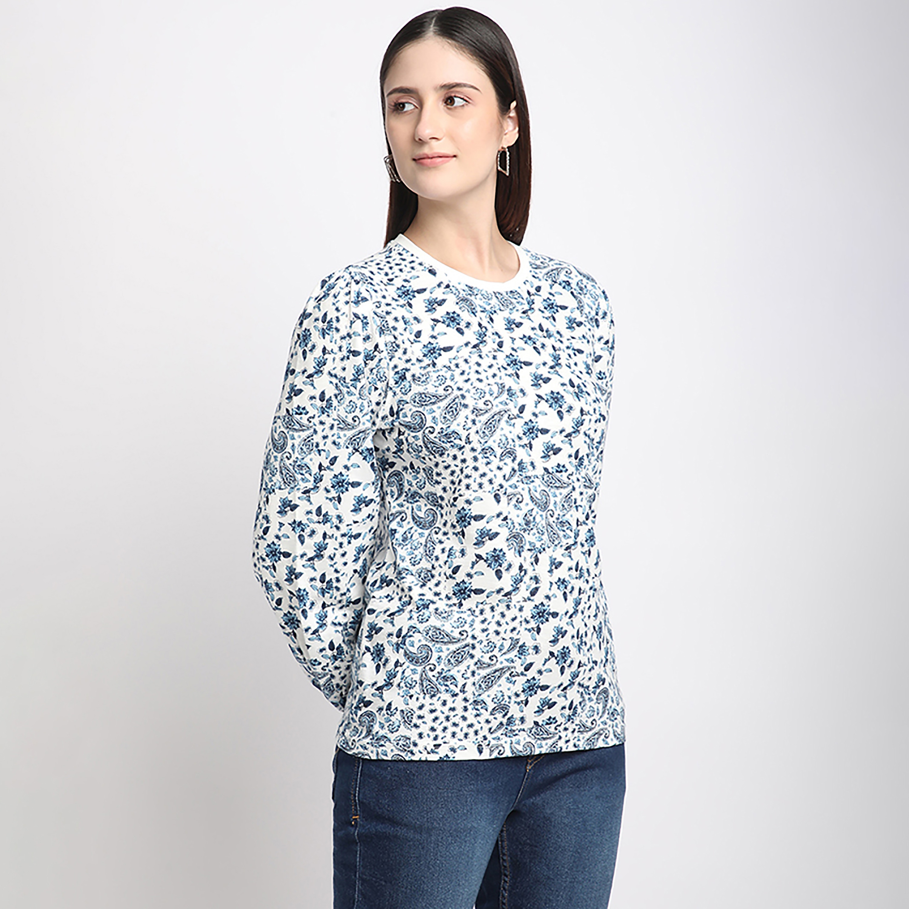 Beverly Hills Polo Club Printed Round Neck Three Quarter Women's T-Shirt-women-clothing-tshirts-image-3