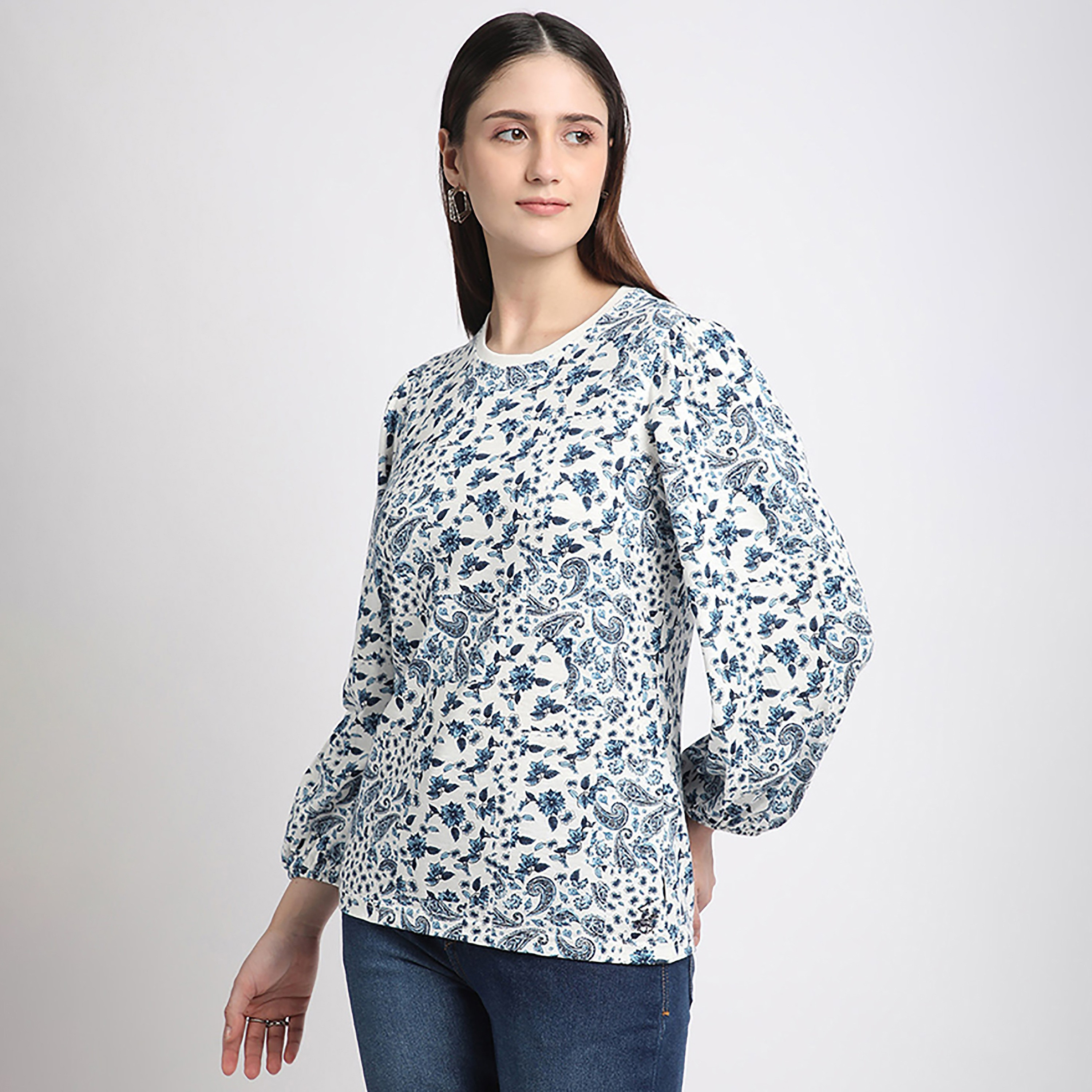 Beverly Hills Polo Club Printed Round Neck Three Quarter Women's T-Shirt-women-clothing-tshirts-image-4