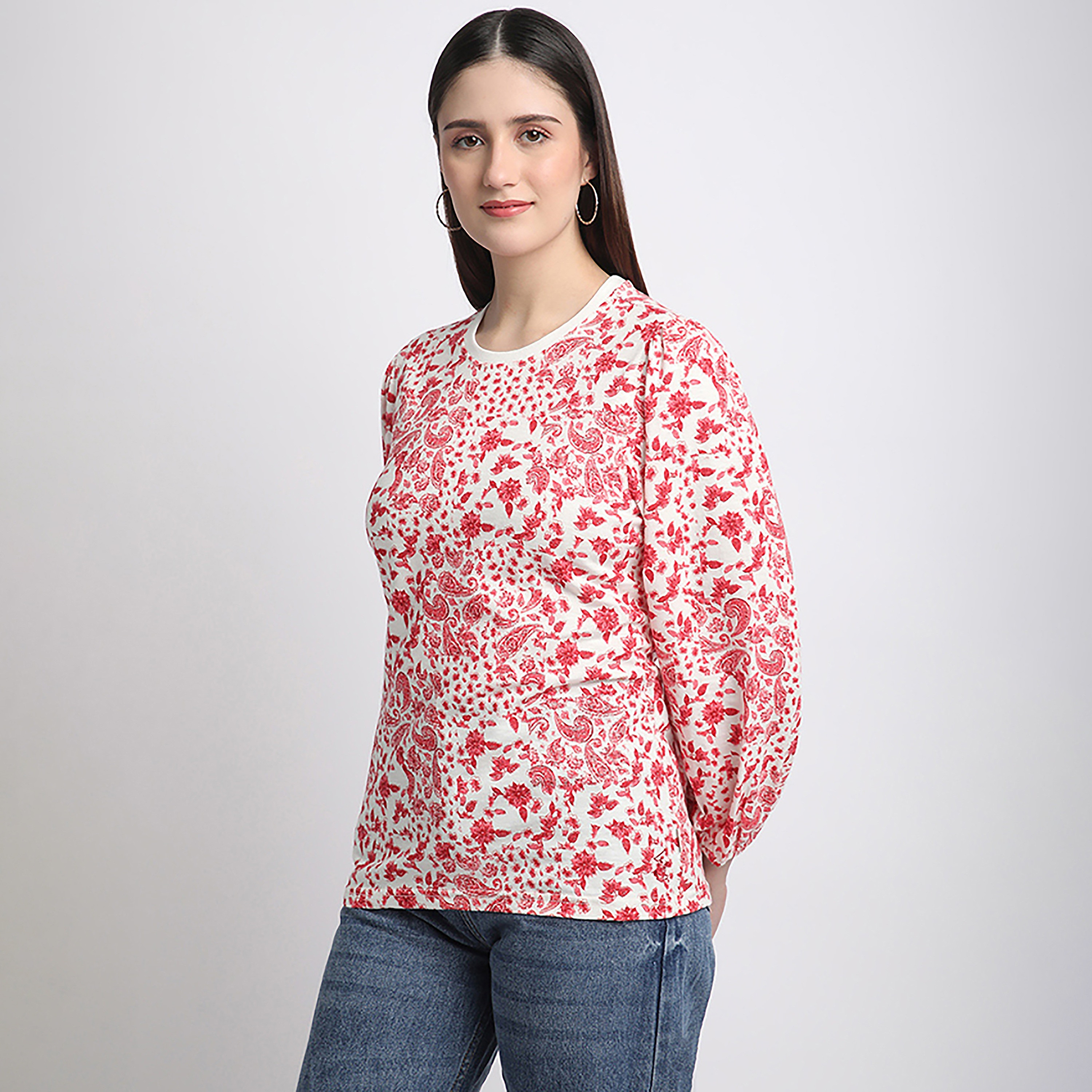 Beverly Hills Polo Club Printed Round Neck Three Quarter Women's T-Shirt-women-clothing-tshirts-image-8