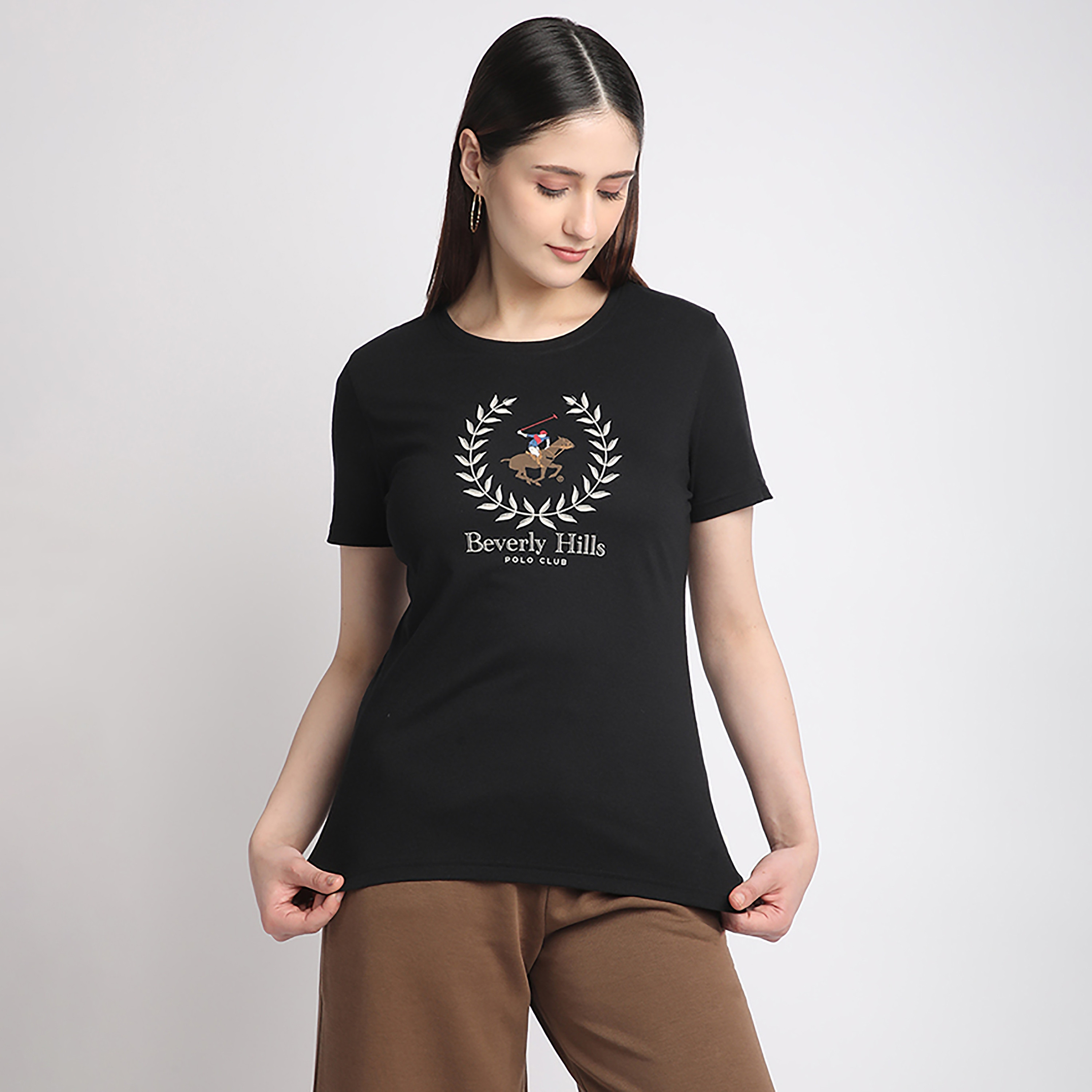 تي شيرت نسائي بيفرلي هيلز بولو كلوب بياقة دائرية وأكمام قصيرة-women-clothing-tshirts-image-1