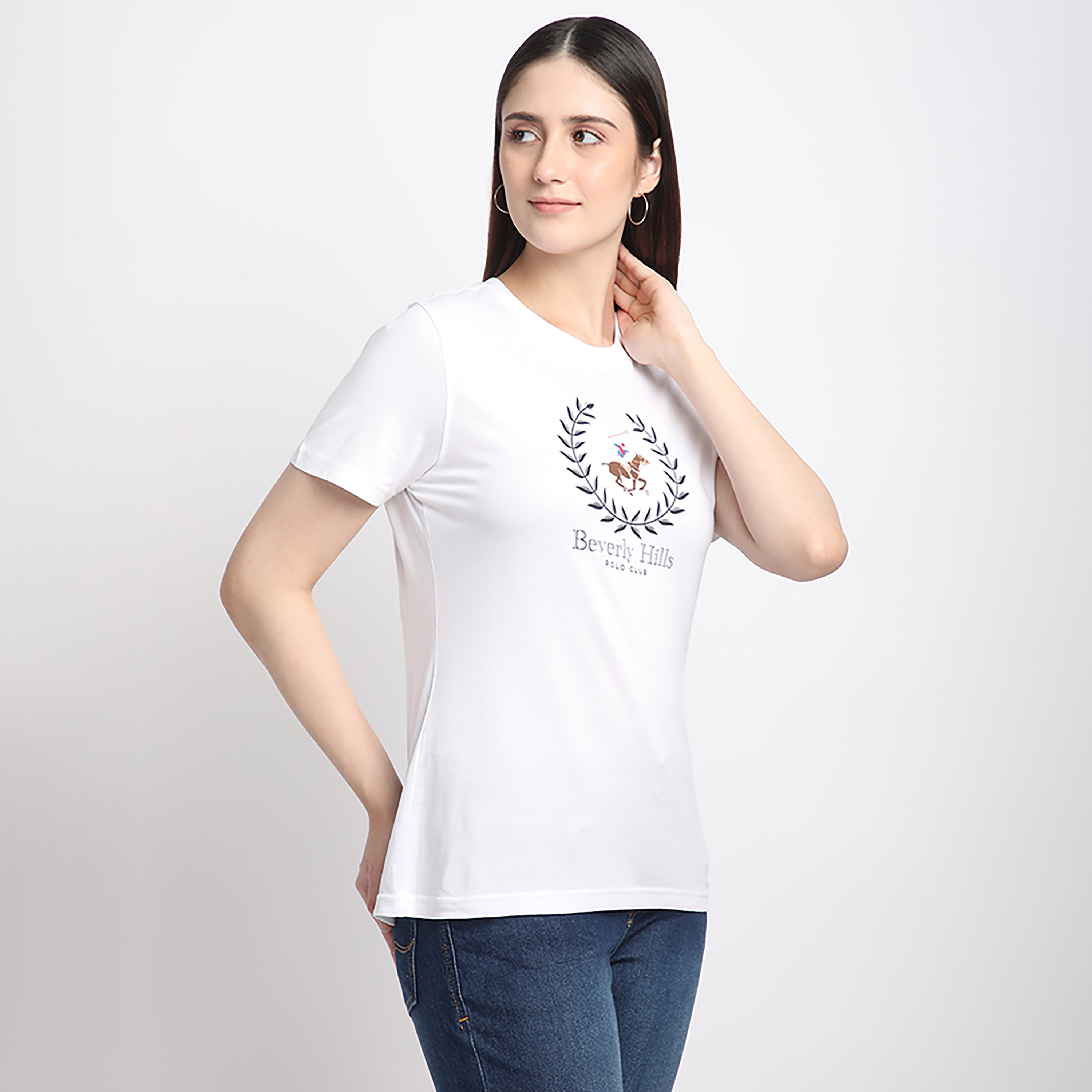Beverly Hills Polo Club Embroidered Round Neck Short Sleeve Women's T-Shirt-women-clothing-tshirts-image-3