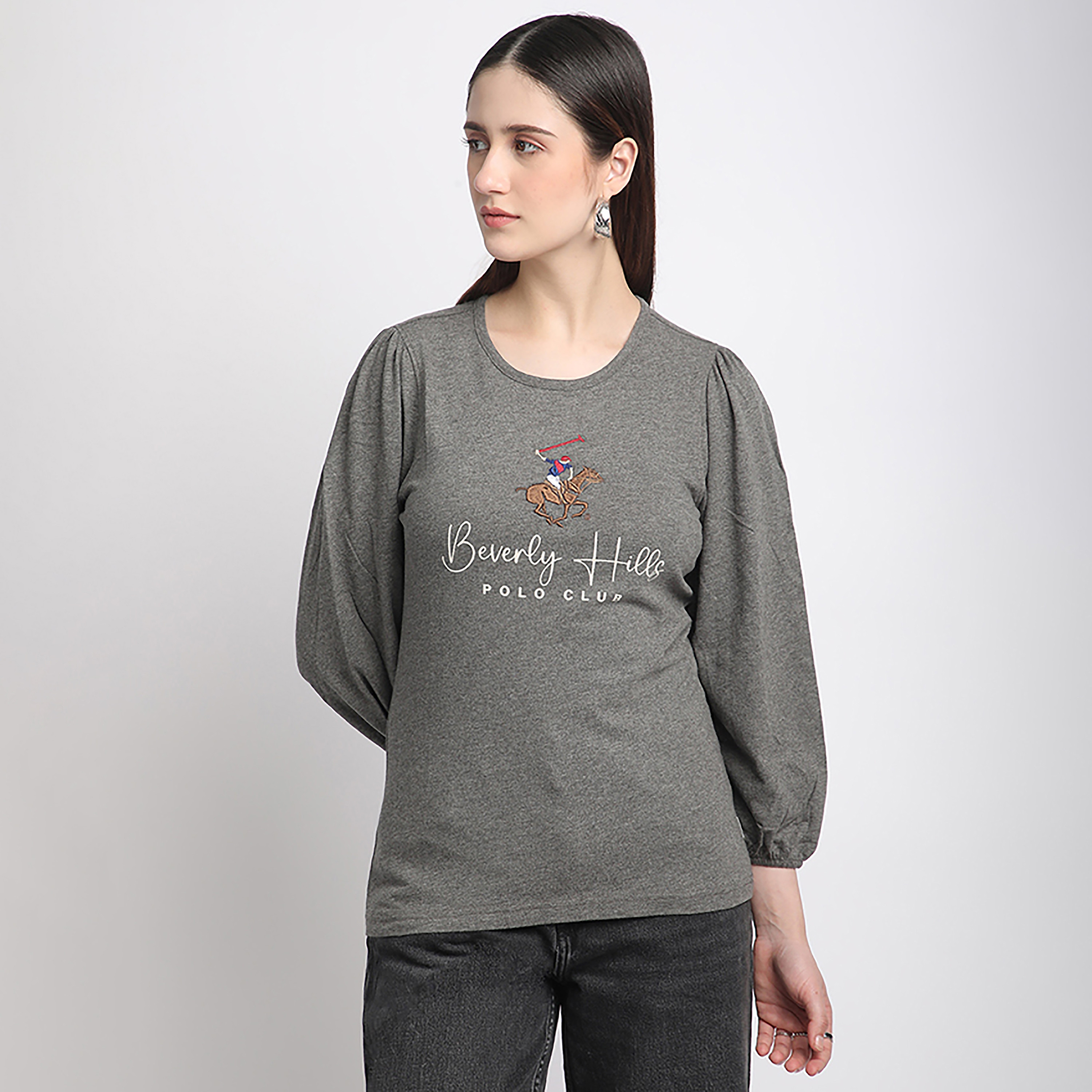 تي شيرت نسائي بيفرلي هيلز بولو كلوب برقبة دائرية وثلاثة أرباع-women-clothing-tshirts-image-1