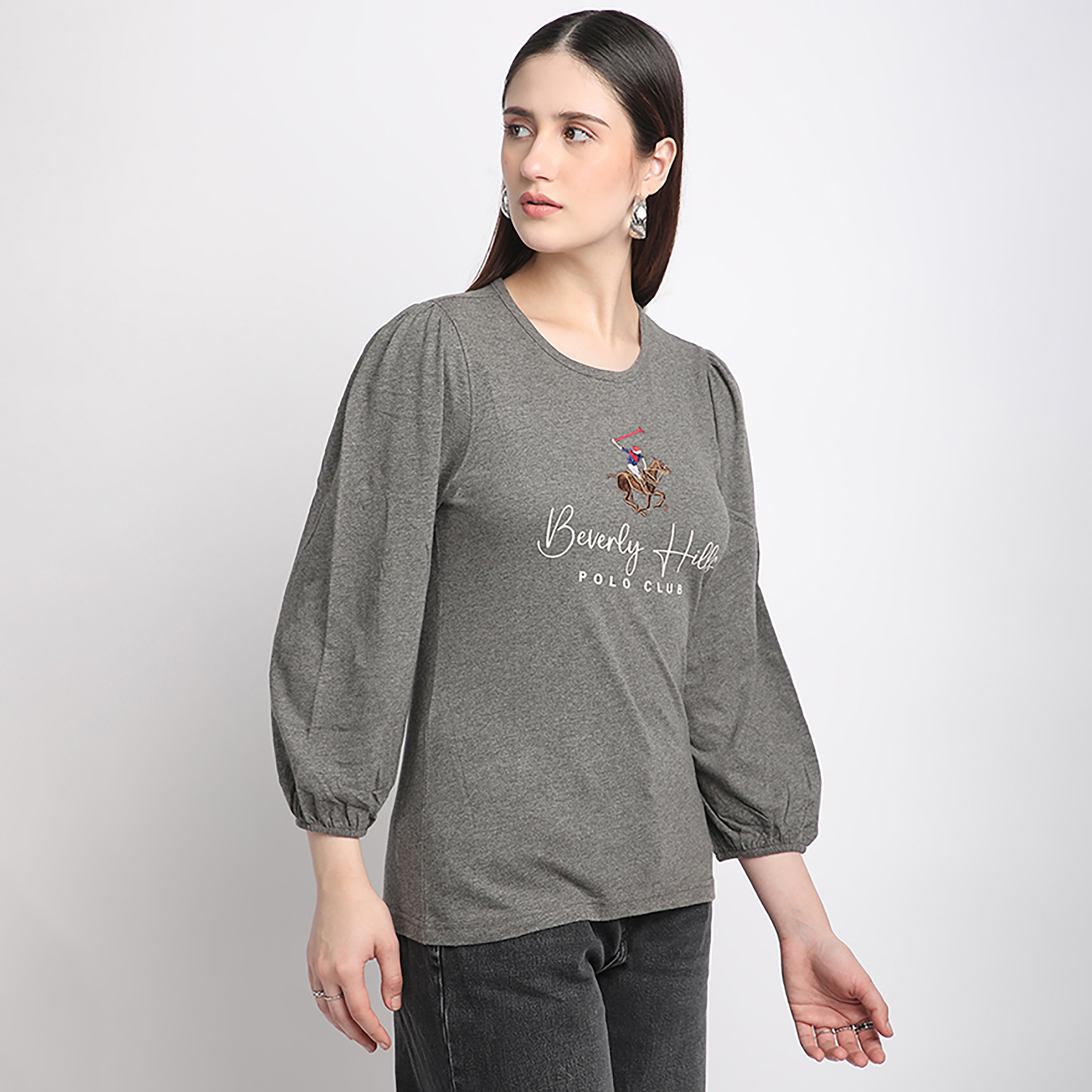 تي شيرت نسائي بيفرلي هيلز بولو كلوب برقبة دائرية وثلاثة أرباع-women-clothing-tshirts-image-3
