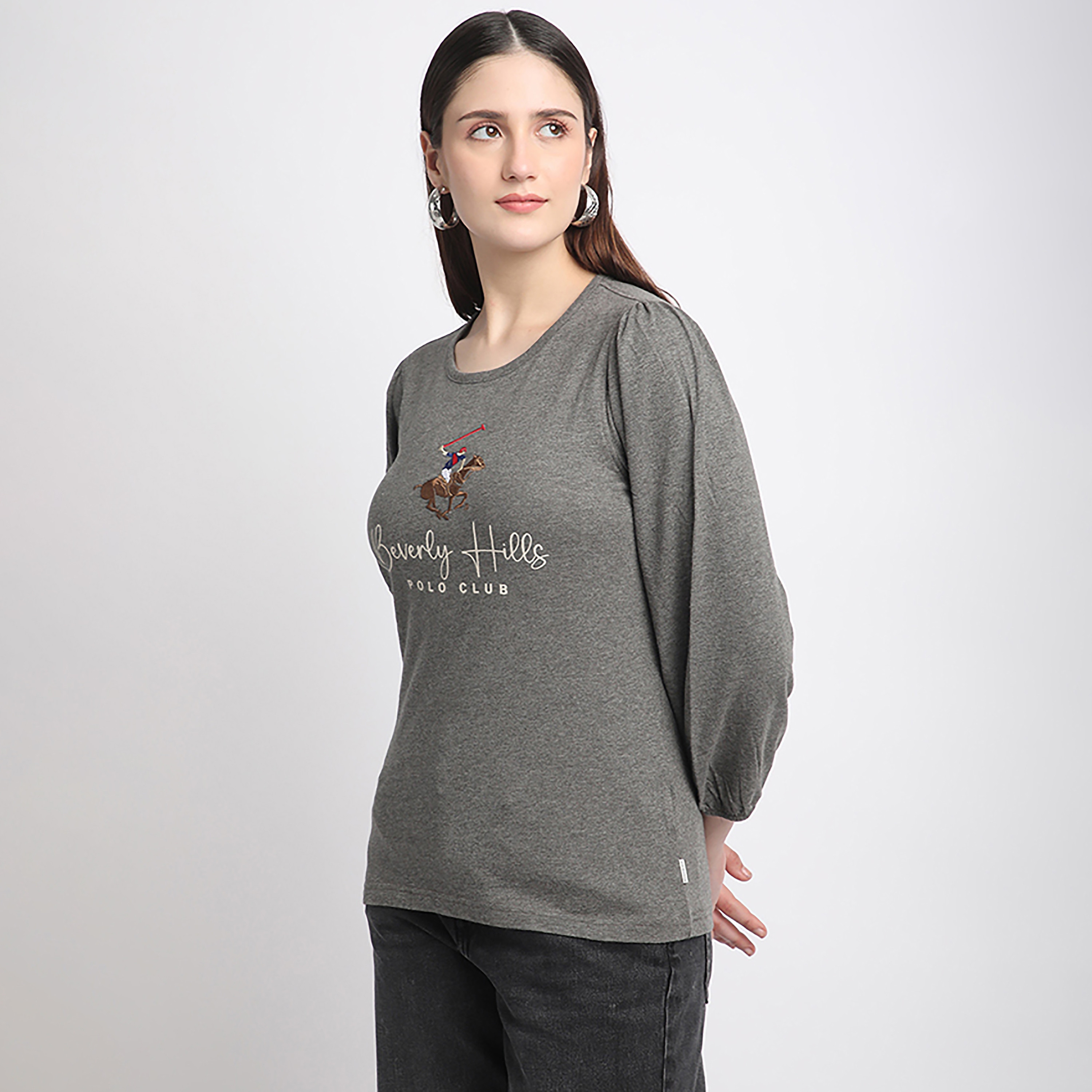 تي شيرت نسائي بيفرلي هيلز بولو كلوب برقبة دائرية وثلاثة أرباع-women-clothing-tshirts-image-4