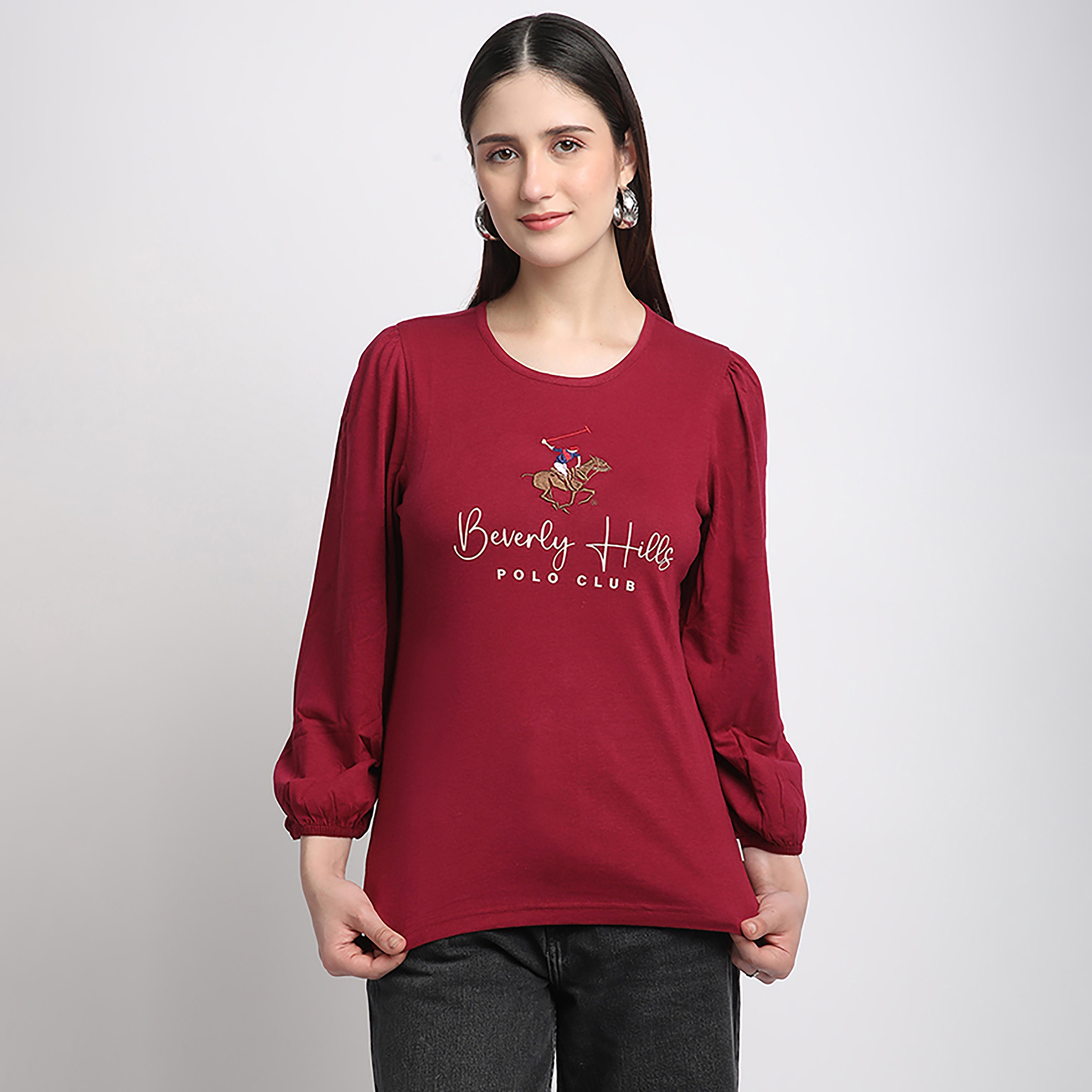 تي شيرت نسائي بيفرلي هيلز بولو كلوب برقبة دائرية وثلاثة أرباع-women-clothing-tshirts-image-5